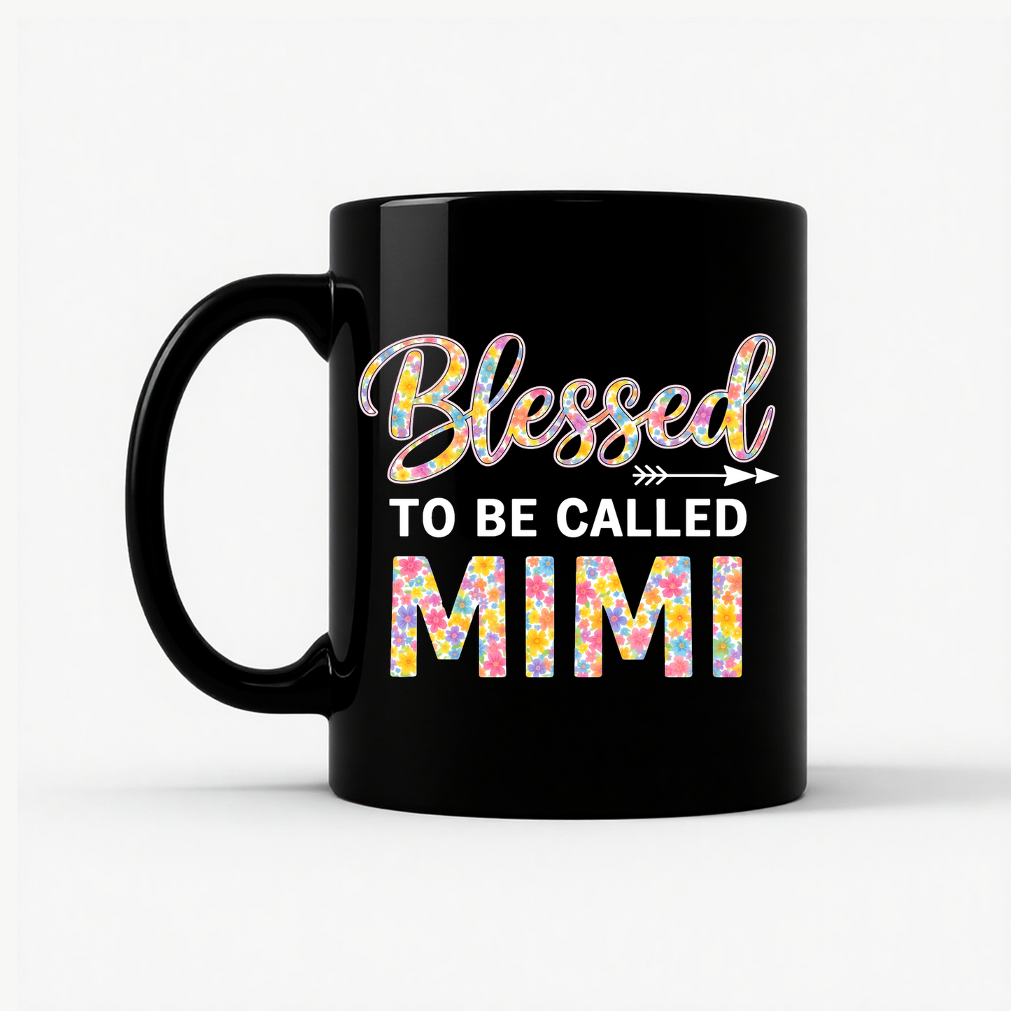 Blessed Mimi Floral Mug in Black