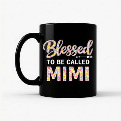 Blessed Mimi Floral Mug in Black