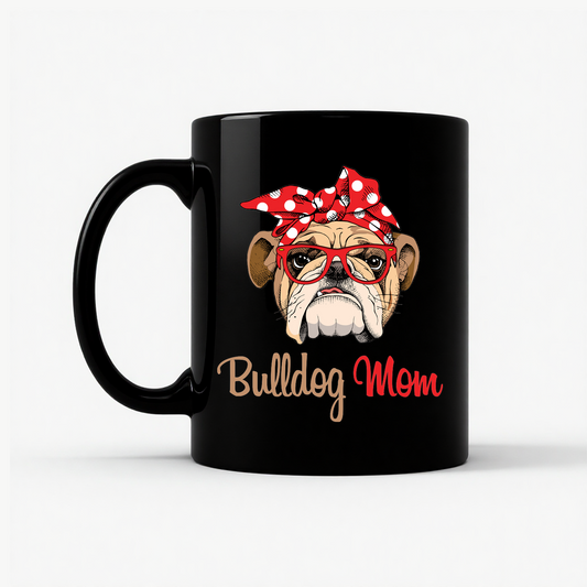Bulldog Mom - Cute Dog Lover Gift Mug in Black
