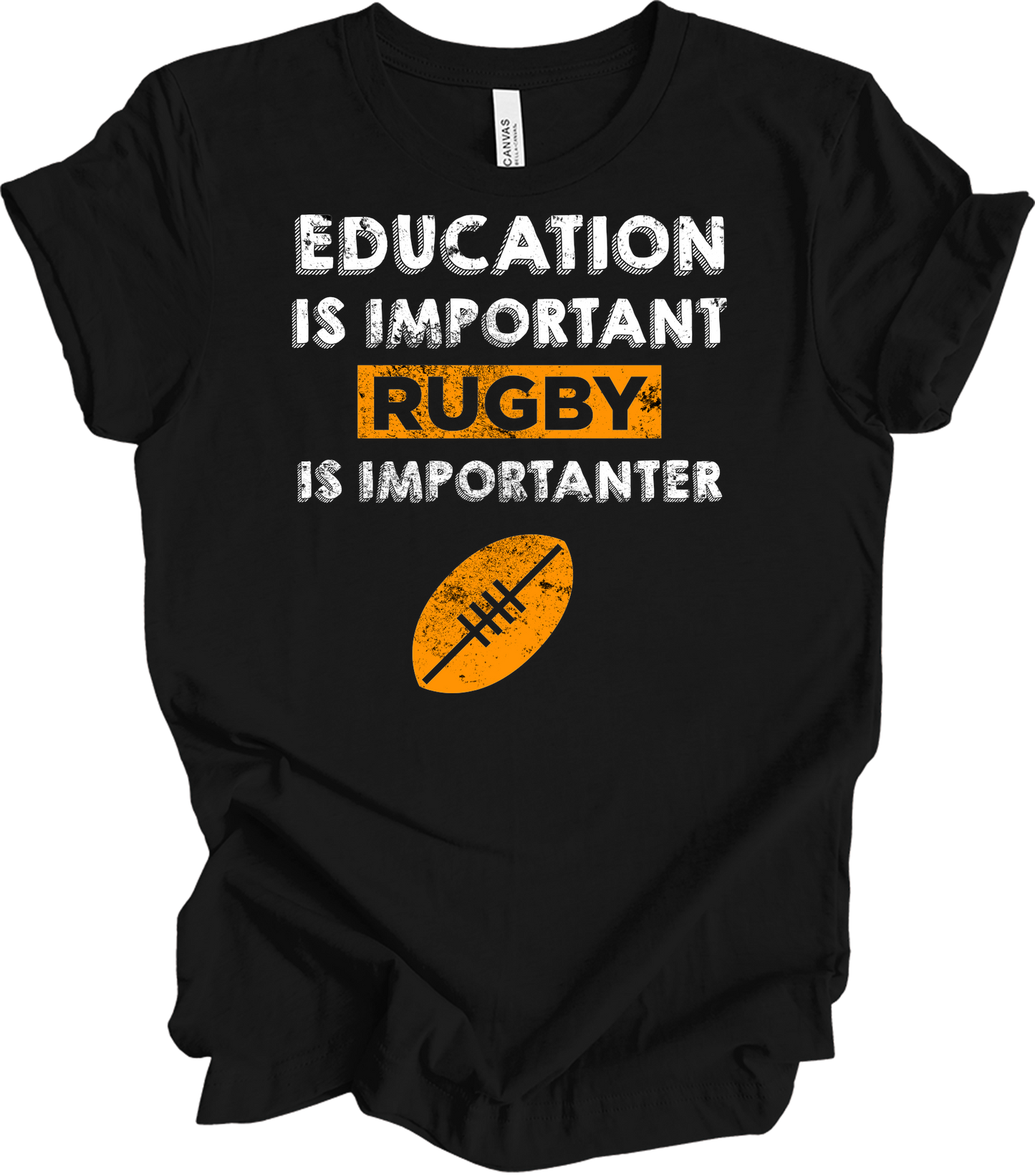 Rugby Is Importanter Funny Sports T-Shirt in Black