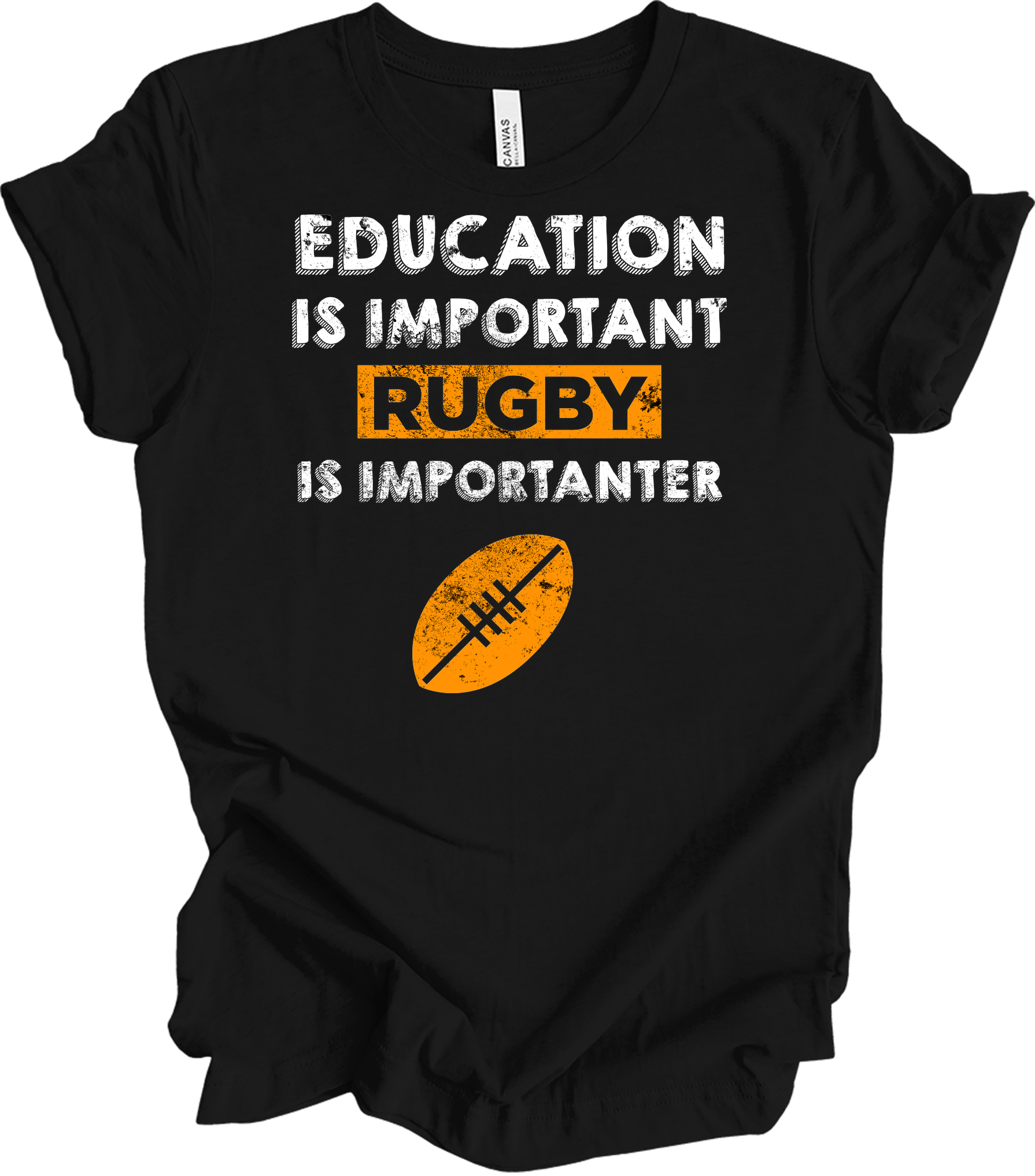 Rugby Is Importanter Funny Sports T-Shirt in Black