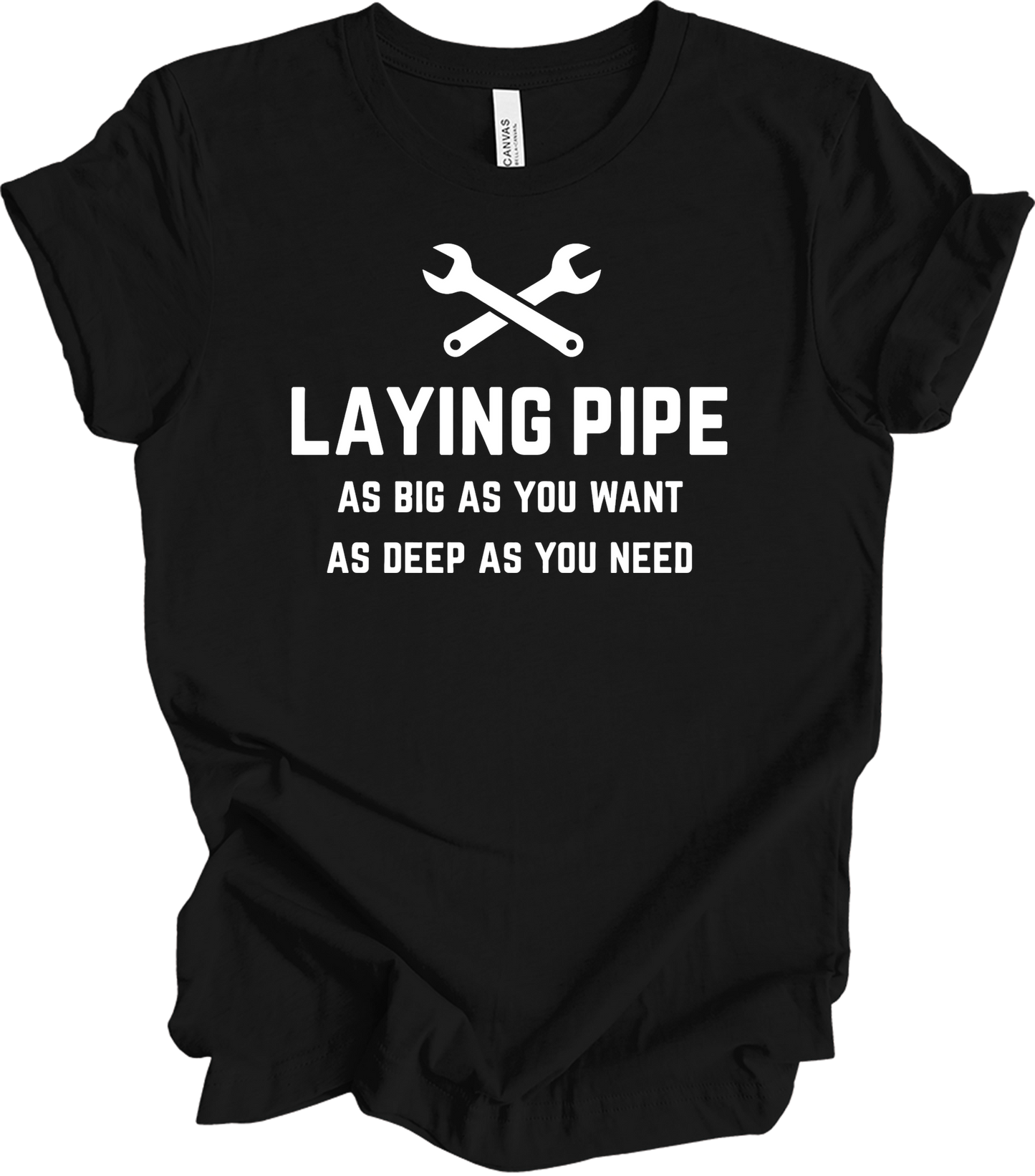 Laying Pipe Funny Plumber T-Shirt in Black