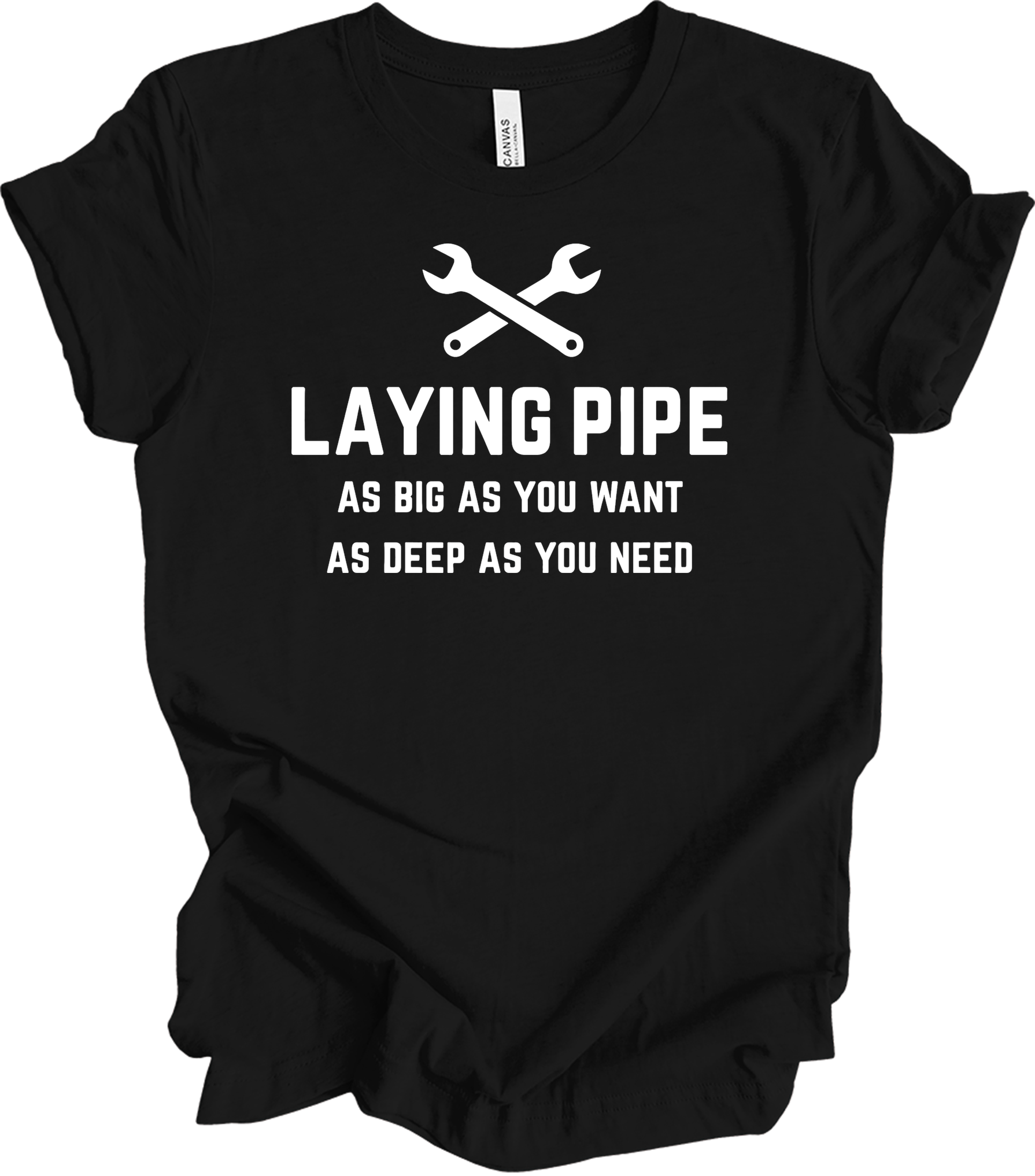 Laying Pipe Funny Plumber T-Shirt in Black