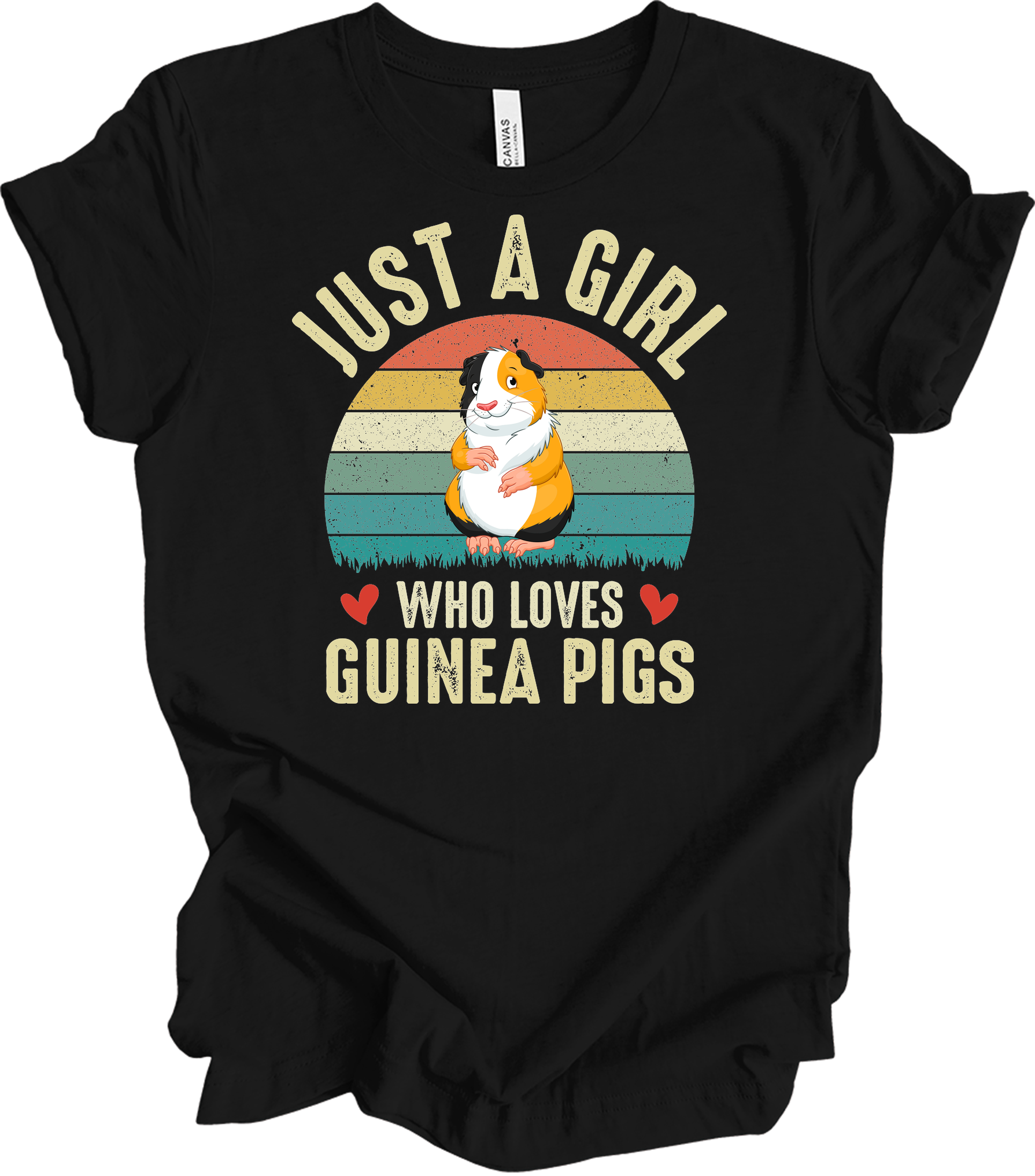 Just a Girl Who Loves Guinea Pigs - Cute Retro Pet Gift T-Shirt in Black