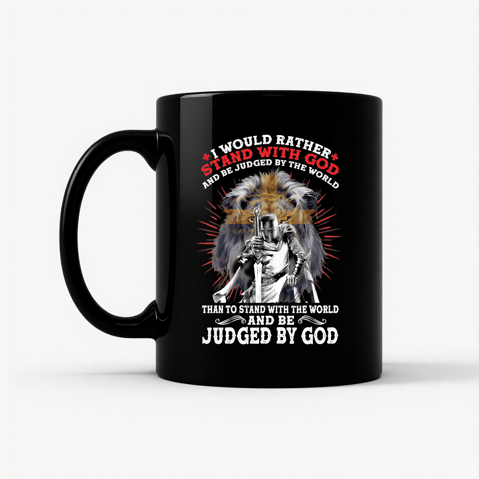 Stand With God Knight Templar Lion Mug in Black