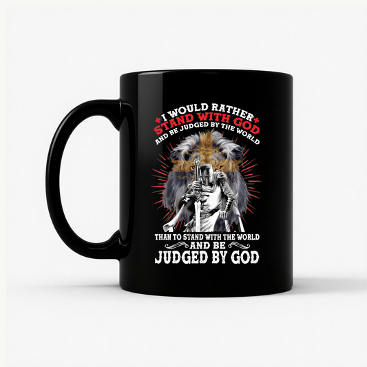 Stand With God Knight Templar Lion Mug in Black
