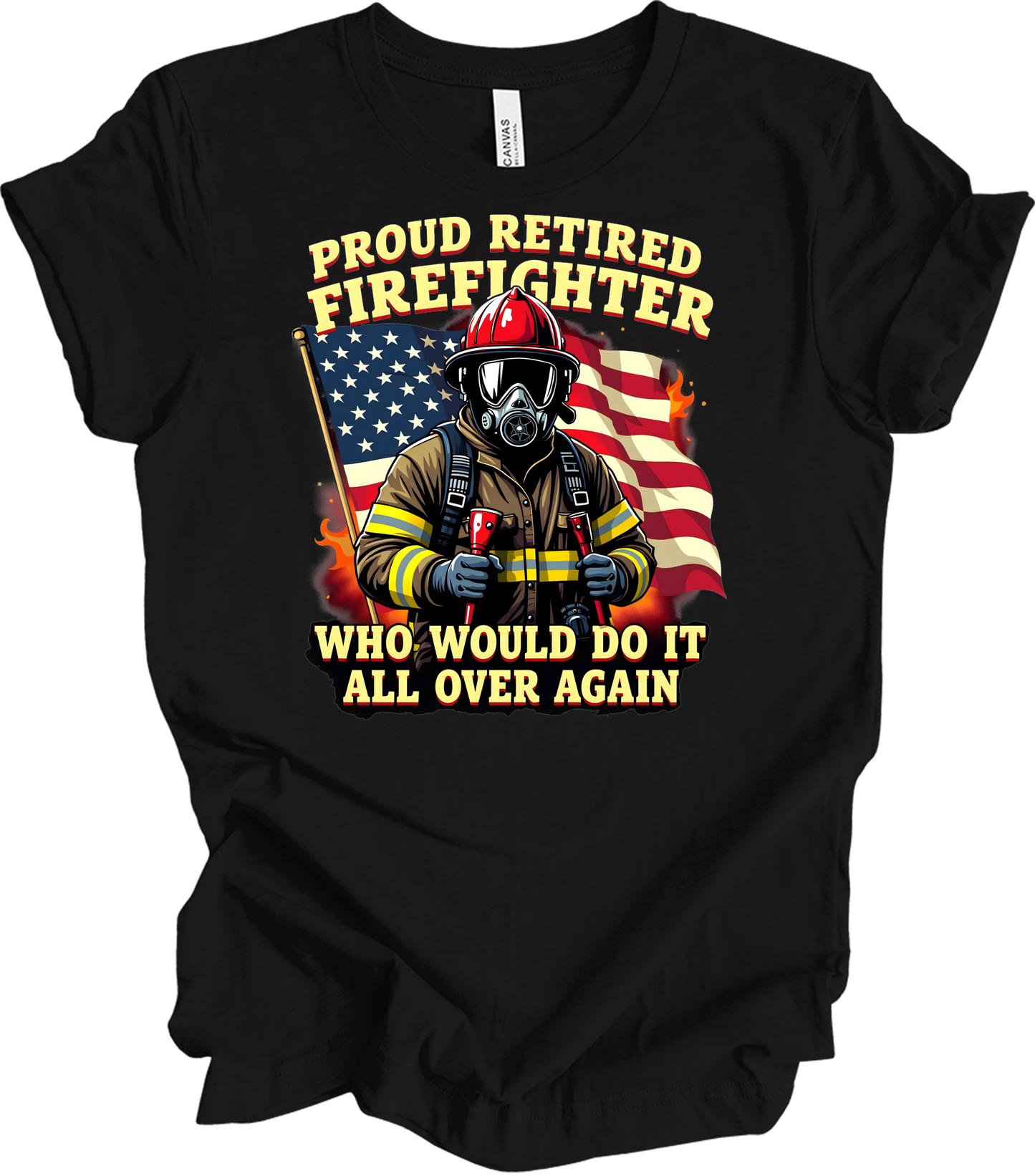 Proud Retired Firefighter T-Shirt in Black