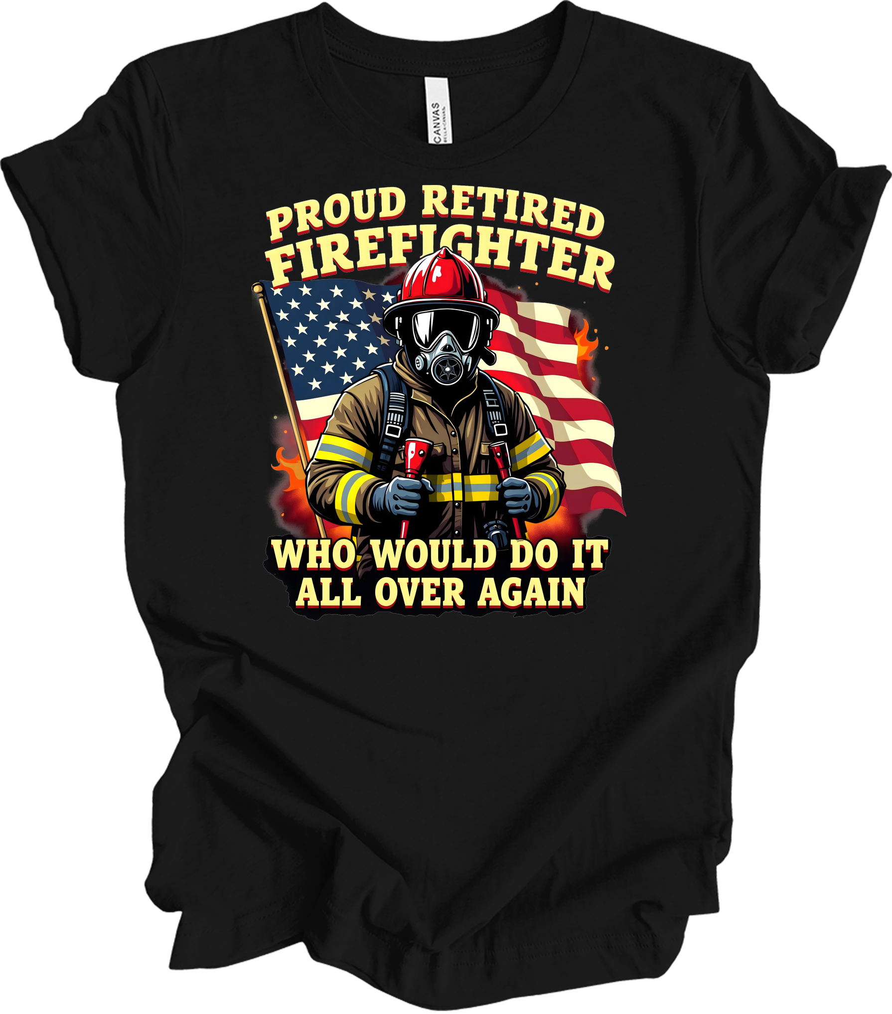 Proud Retired Firefighter T-Shirt in Black