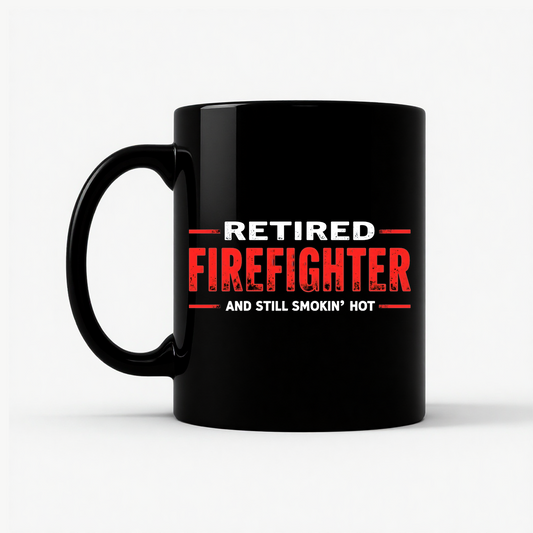 Retired Firefighter Smokin' Hot Mug in Black