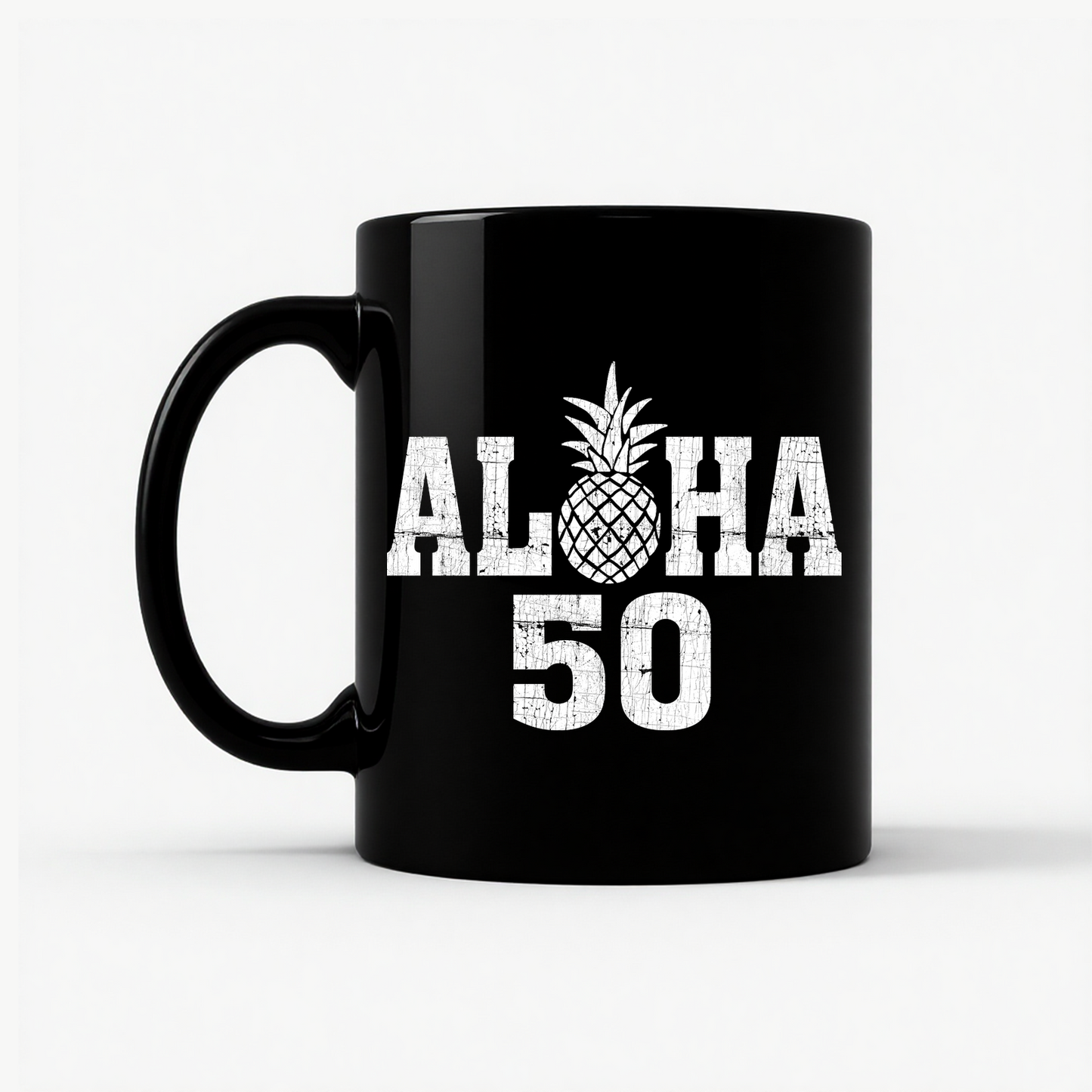 Aloha 50 Pineapple Mug in Black