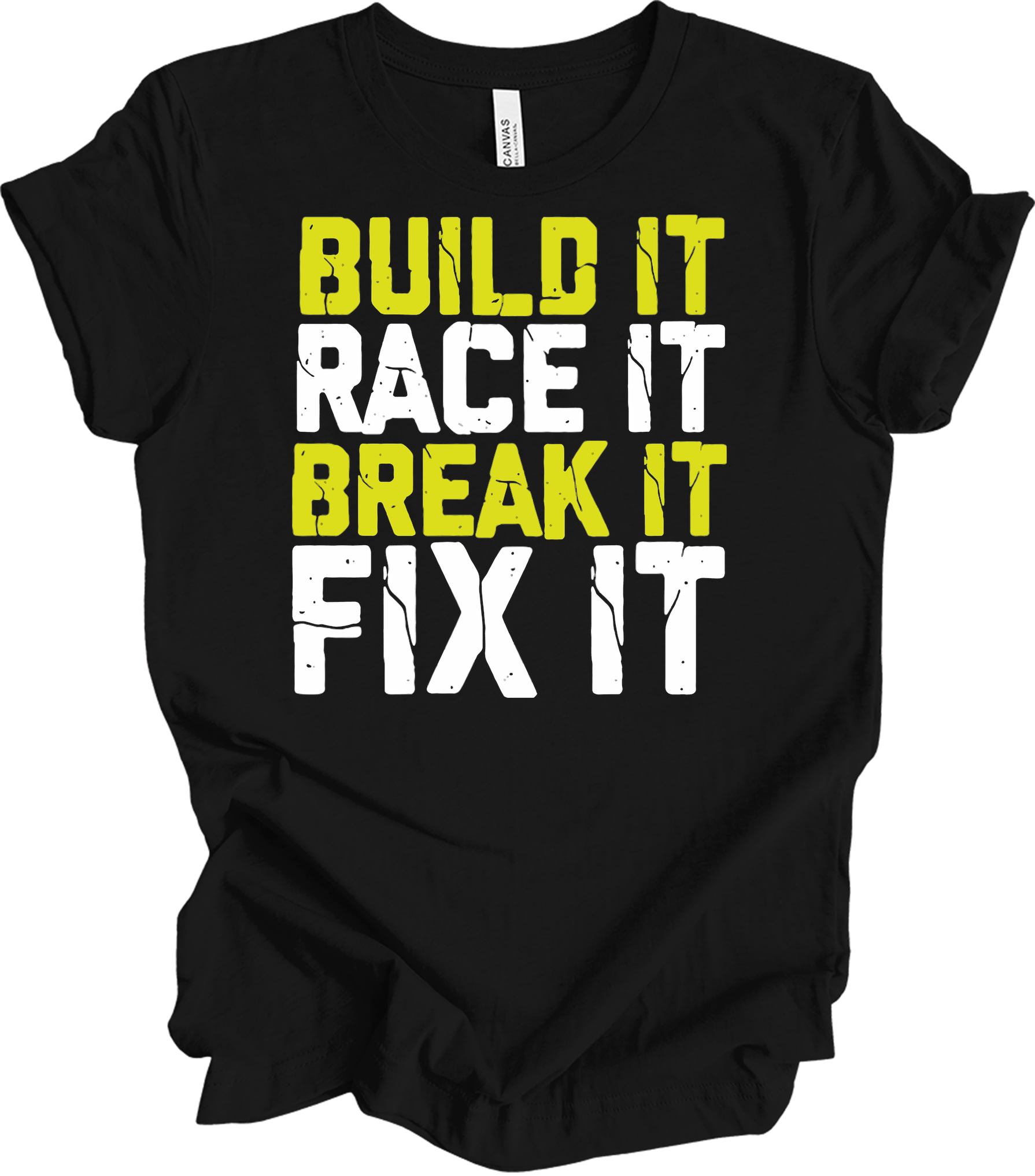 Build Race Break Fix - Funny RC Car & Mechanic T-Shirt in Black