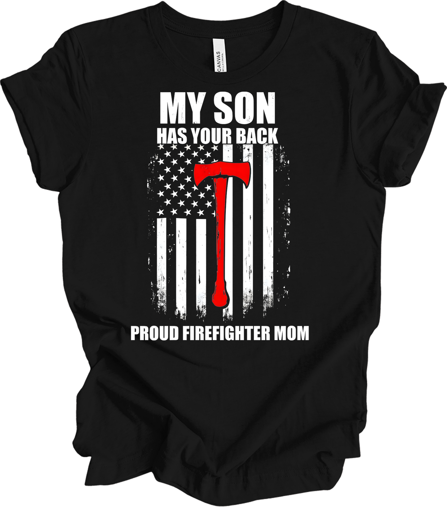 Firefighter Axe Flag for Moms T-Shirt in Black