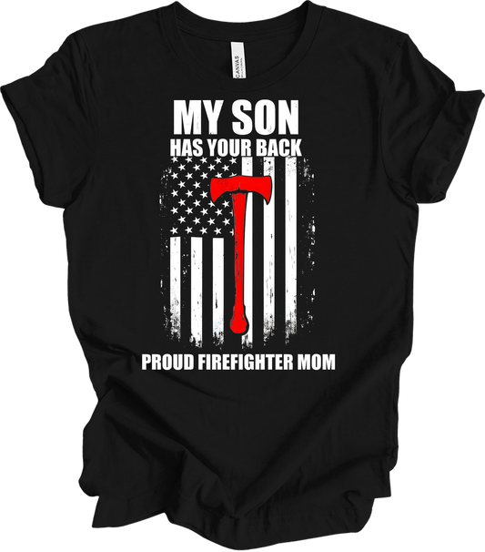 Firefighter Axe Flag for Moms T-Shirt in Black