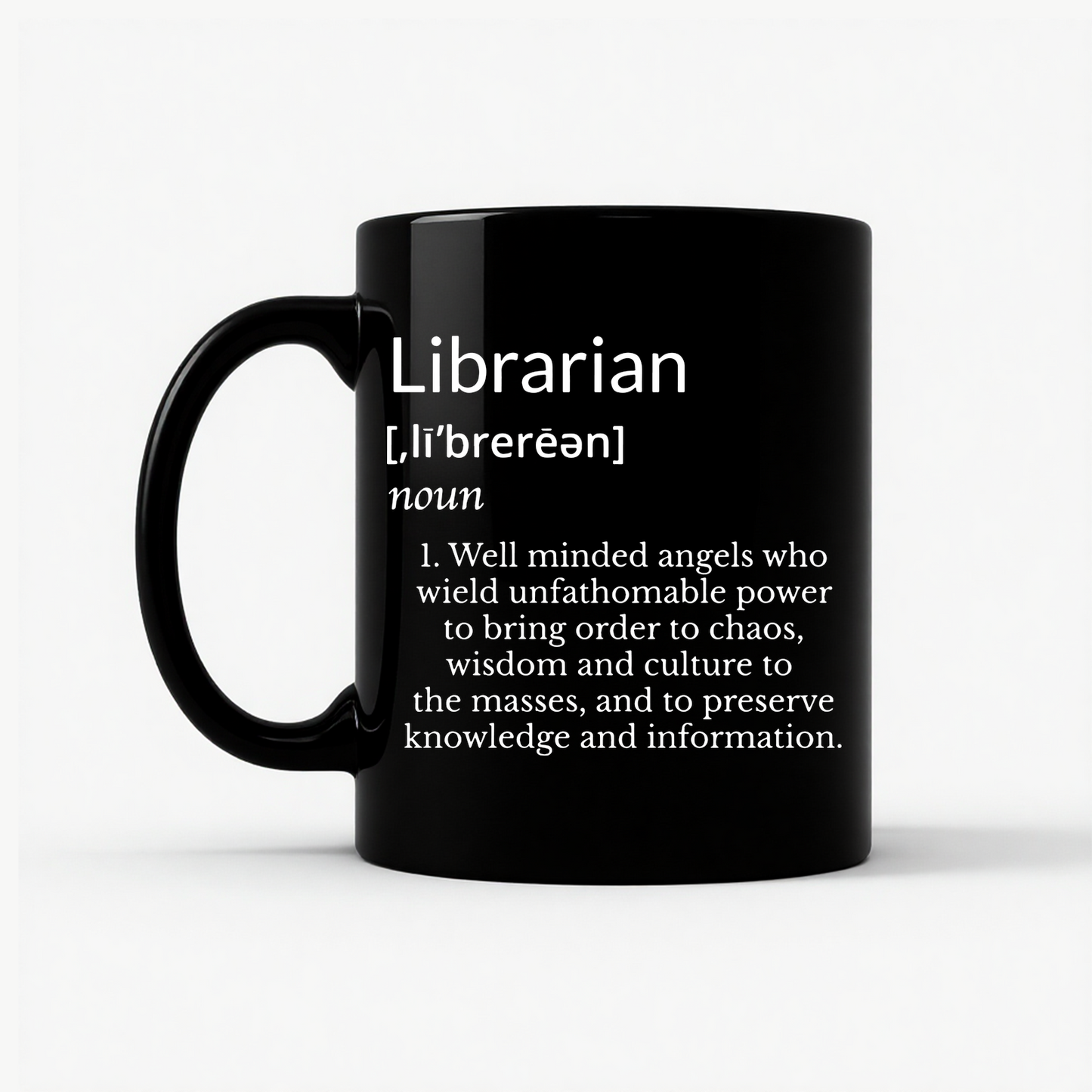 Librarian Definition - Funny Gift Mug in Black