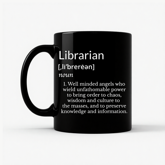 Librarian Definition - Funny Gift Mug in Black