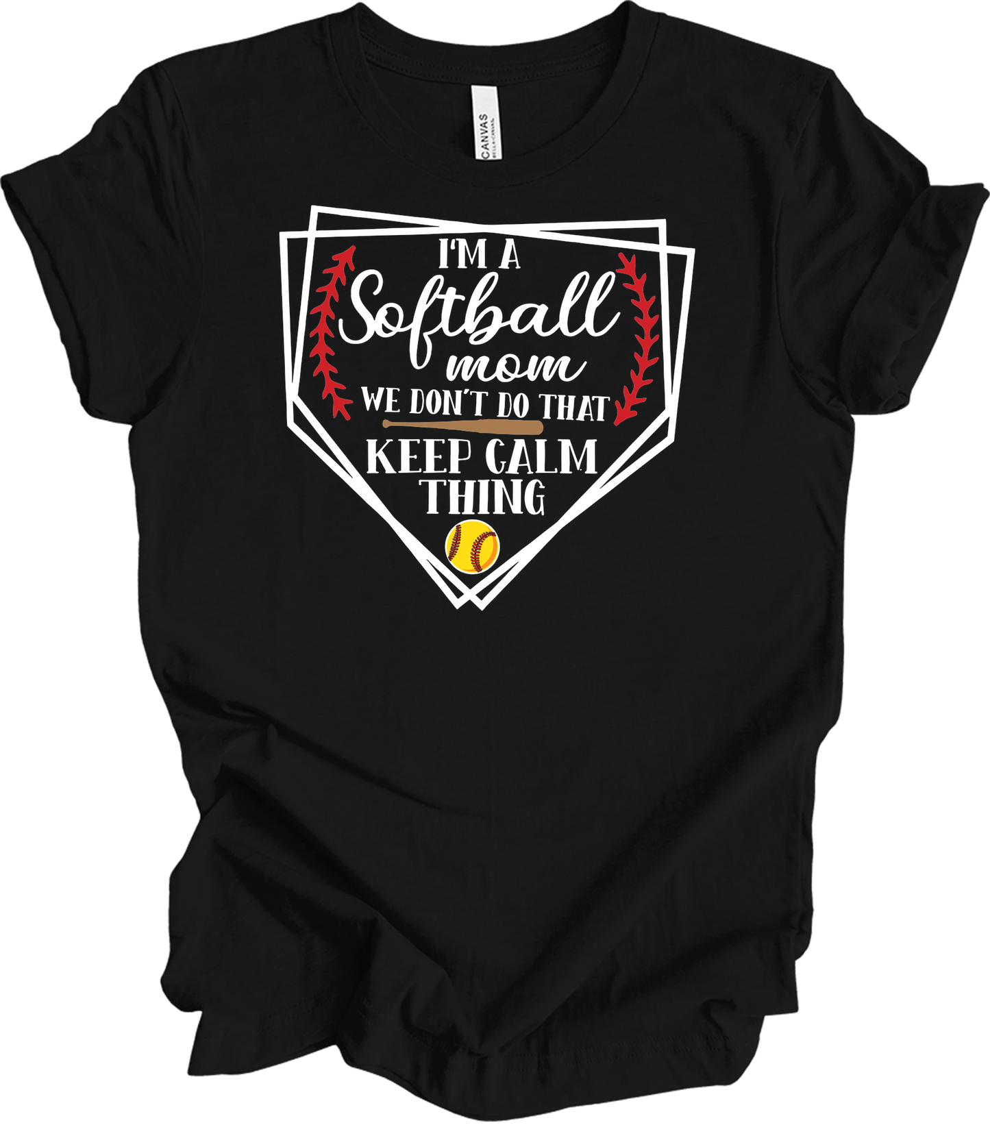 Softball Mom - Cute Sports Mom Gift Design T-Shirt in Black