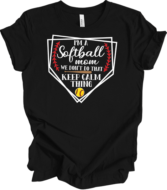 Softball Mom - Cute Sports Mom Gift Design T-Shirt in Black