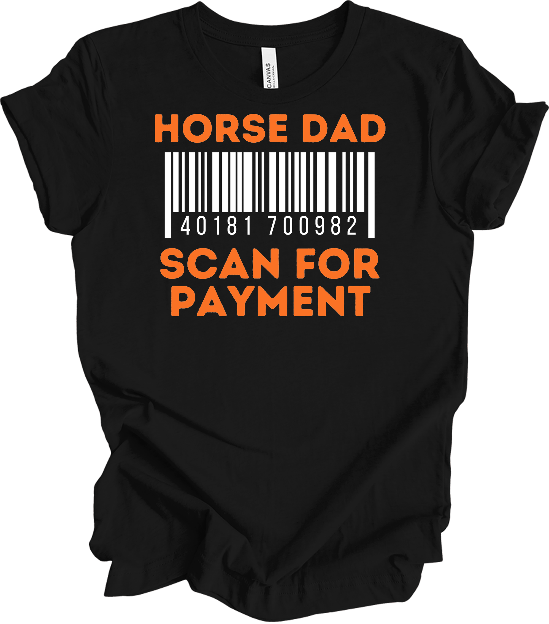 Horse Dad Scan for Payment T-Shirt in Black