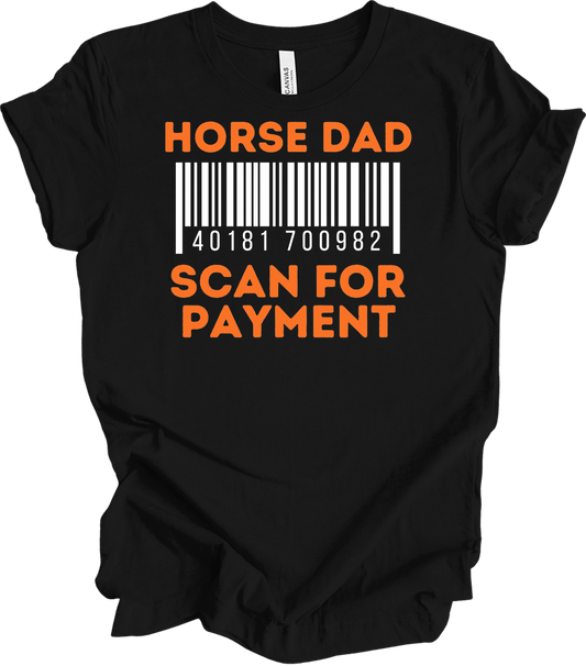 Horse Dad Scan for Payment T-Shirt in Black