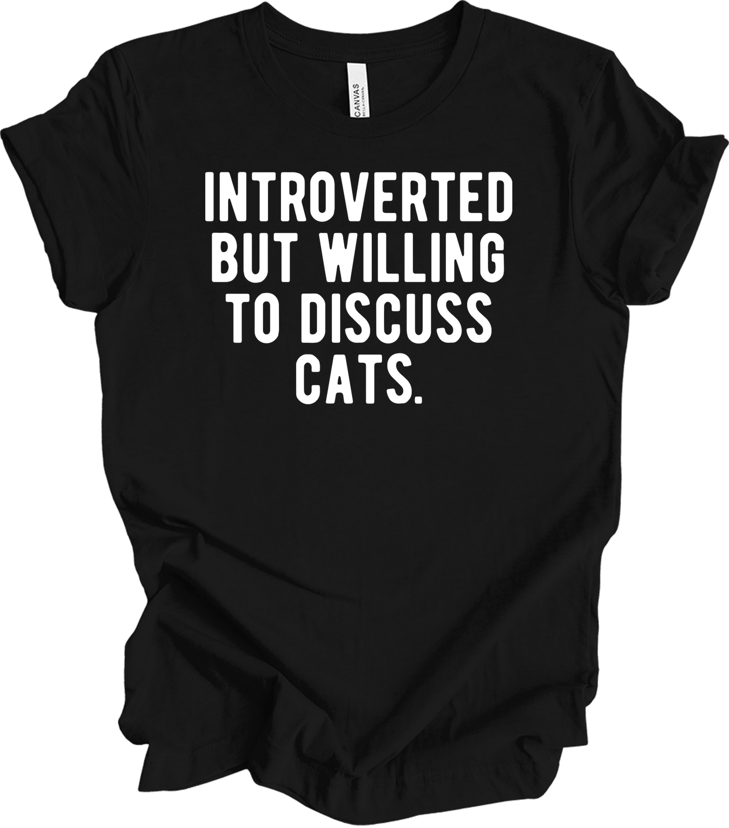Introverted Discuss Cats T-Shirt in Black