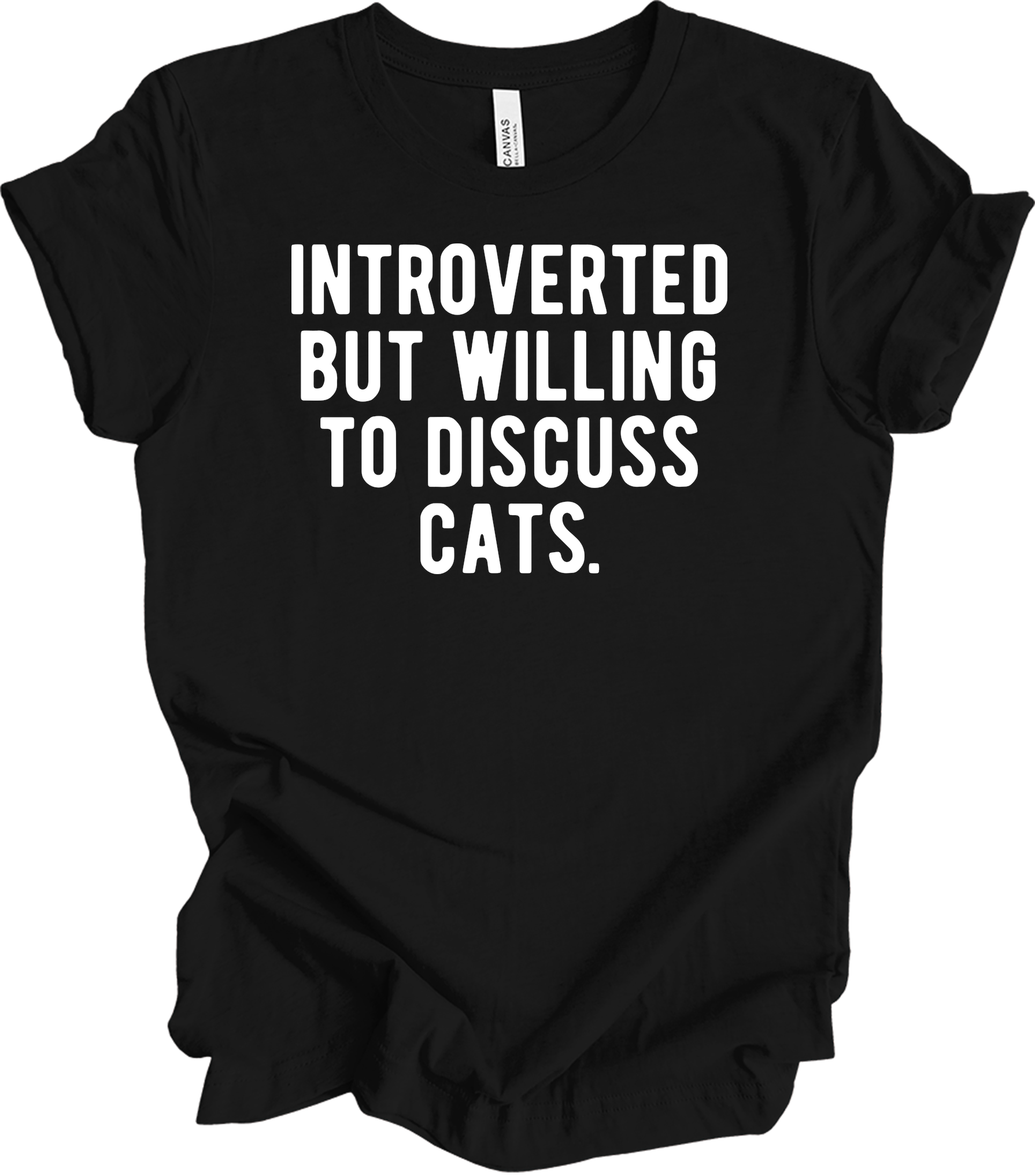 Introverted Discuss Cats T-Shirt in Black