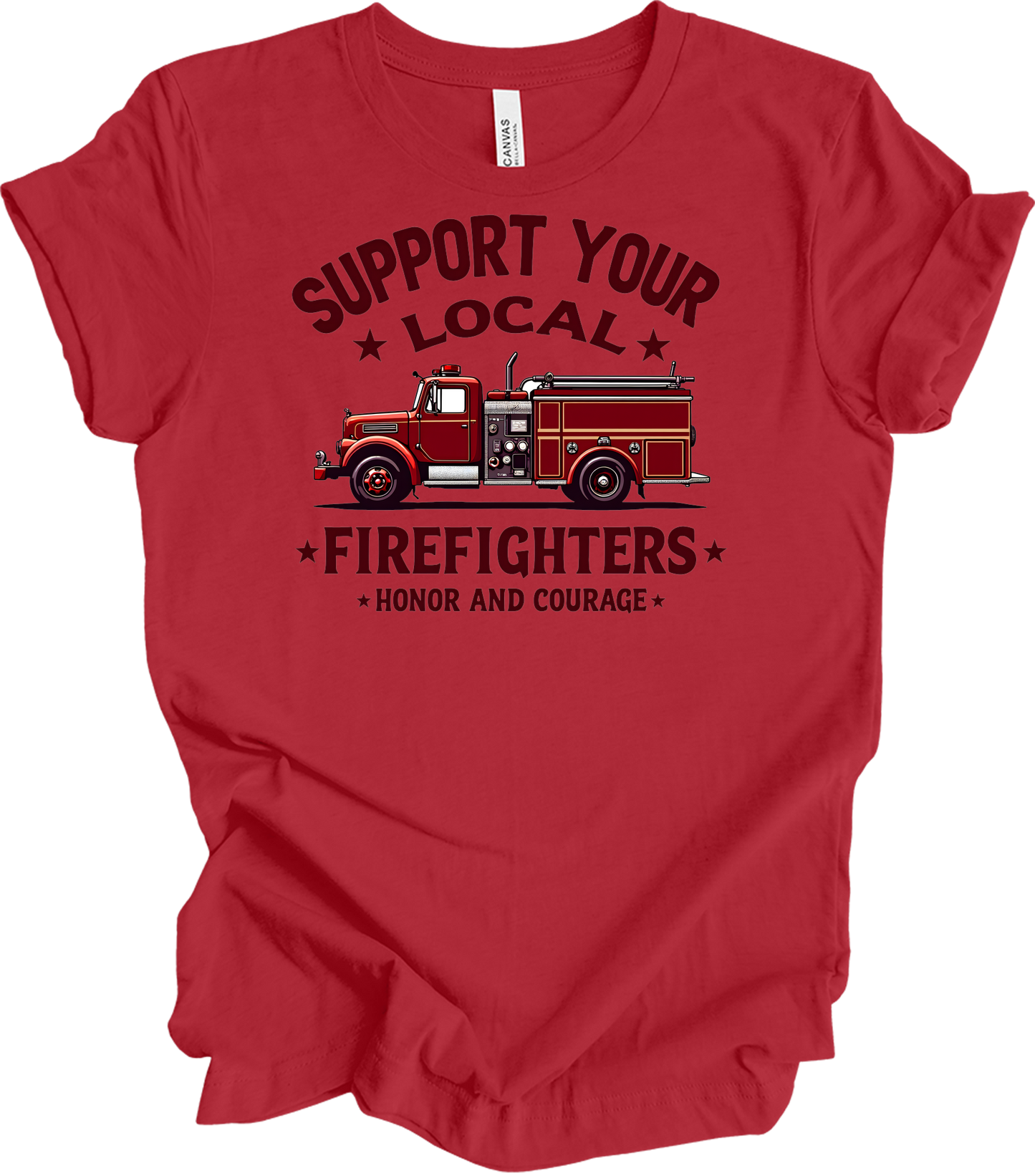 Support Local Firefighters T-Shirt in Canvas Red