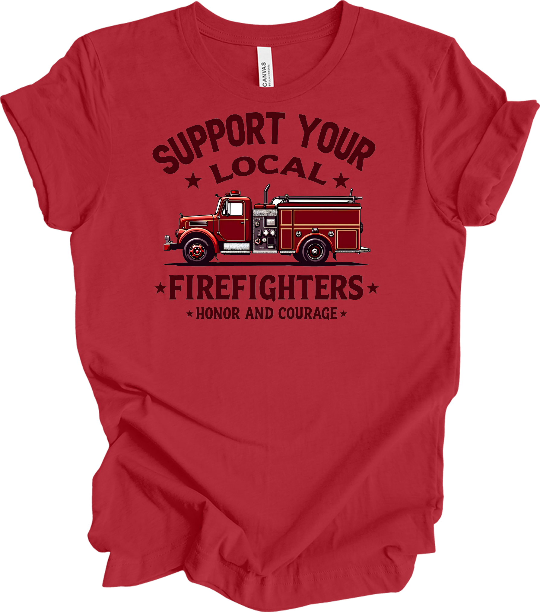 Support Local Firefighters T-Shirt in Canvas Red