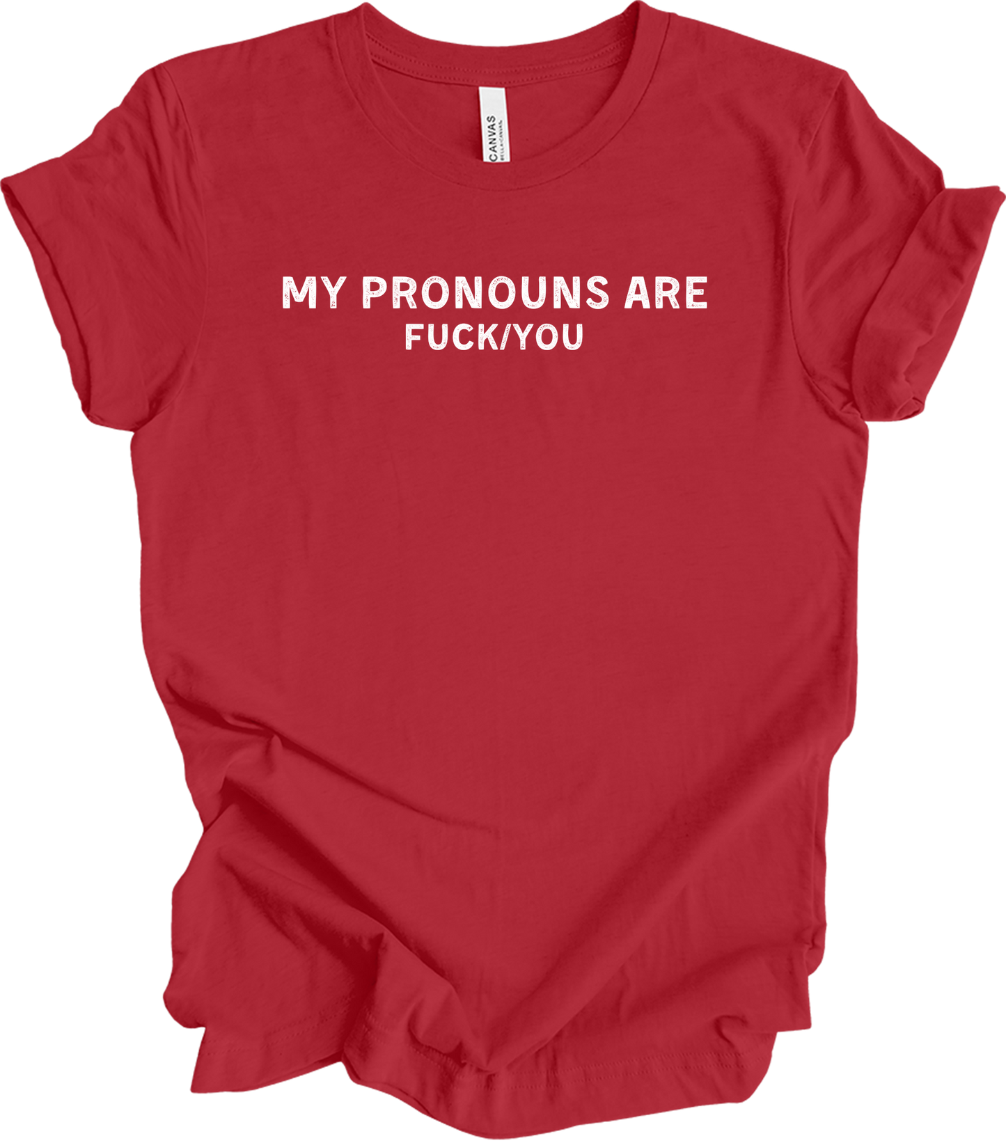 My Pronouns Are F*ck You Funny Offensive LGBTQ Meme T-Shirt in Canvas Red