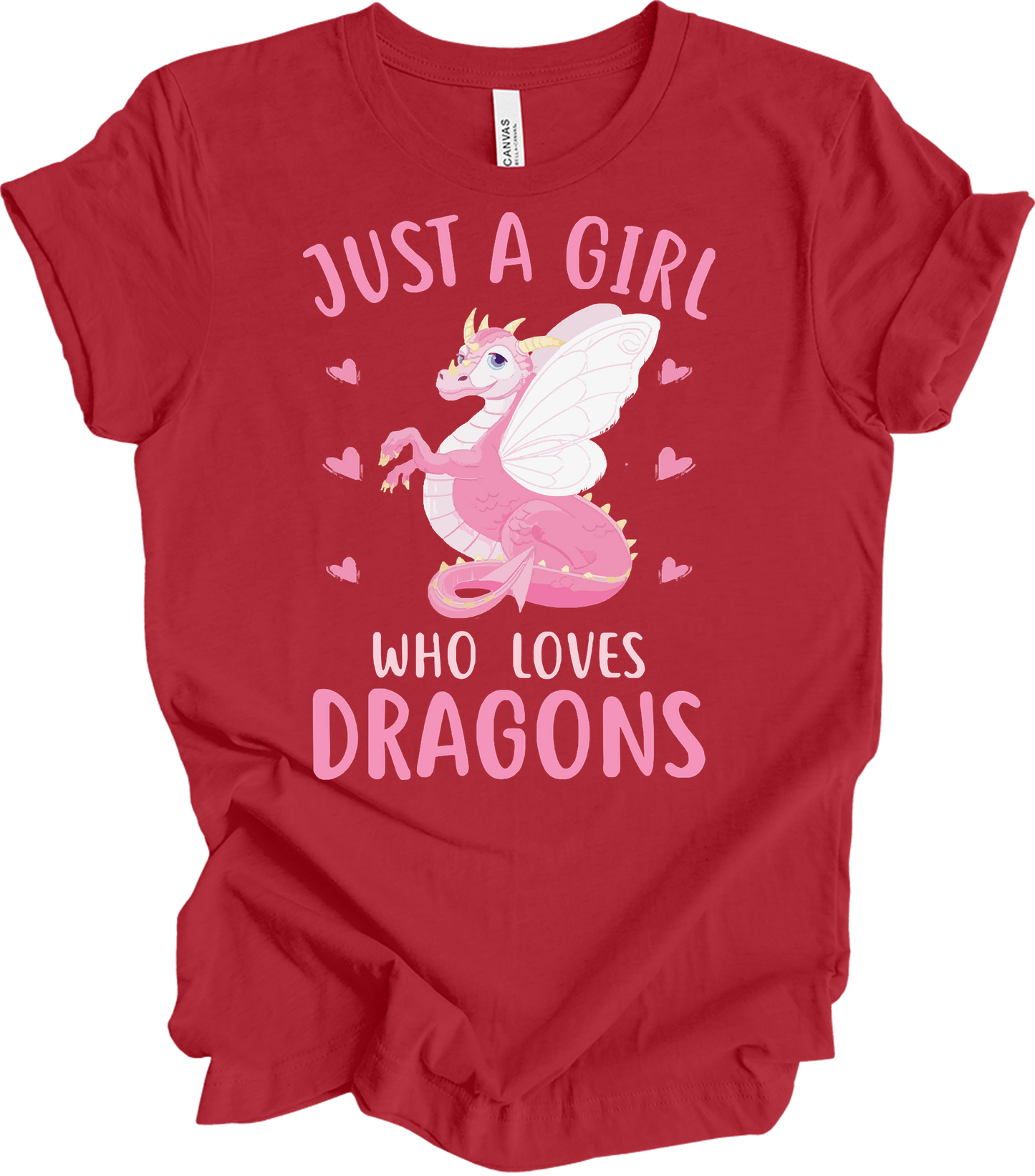 Just A Girl Who Loves Dragons T-Shirt in Canvas Red