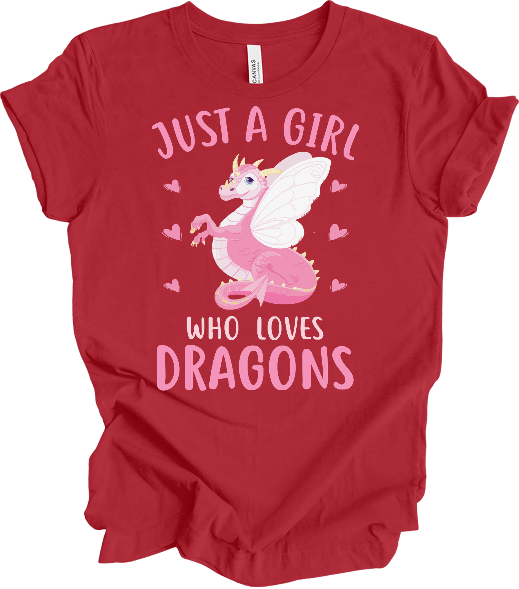 Just A Girl Who Loves Dragons T-Shirt in Canvas Red