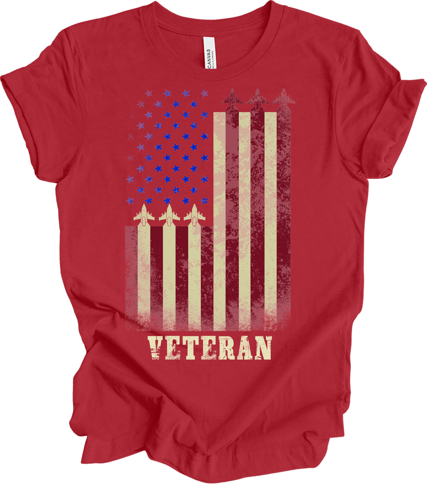 American Flag Veteran T-Shirt in Canvas Red