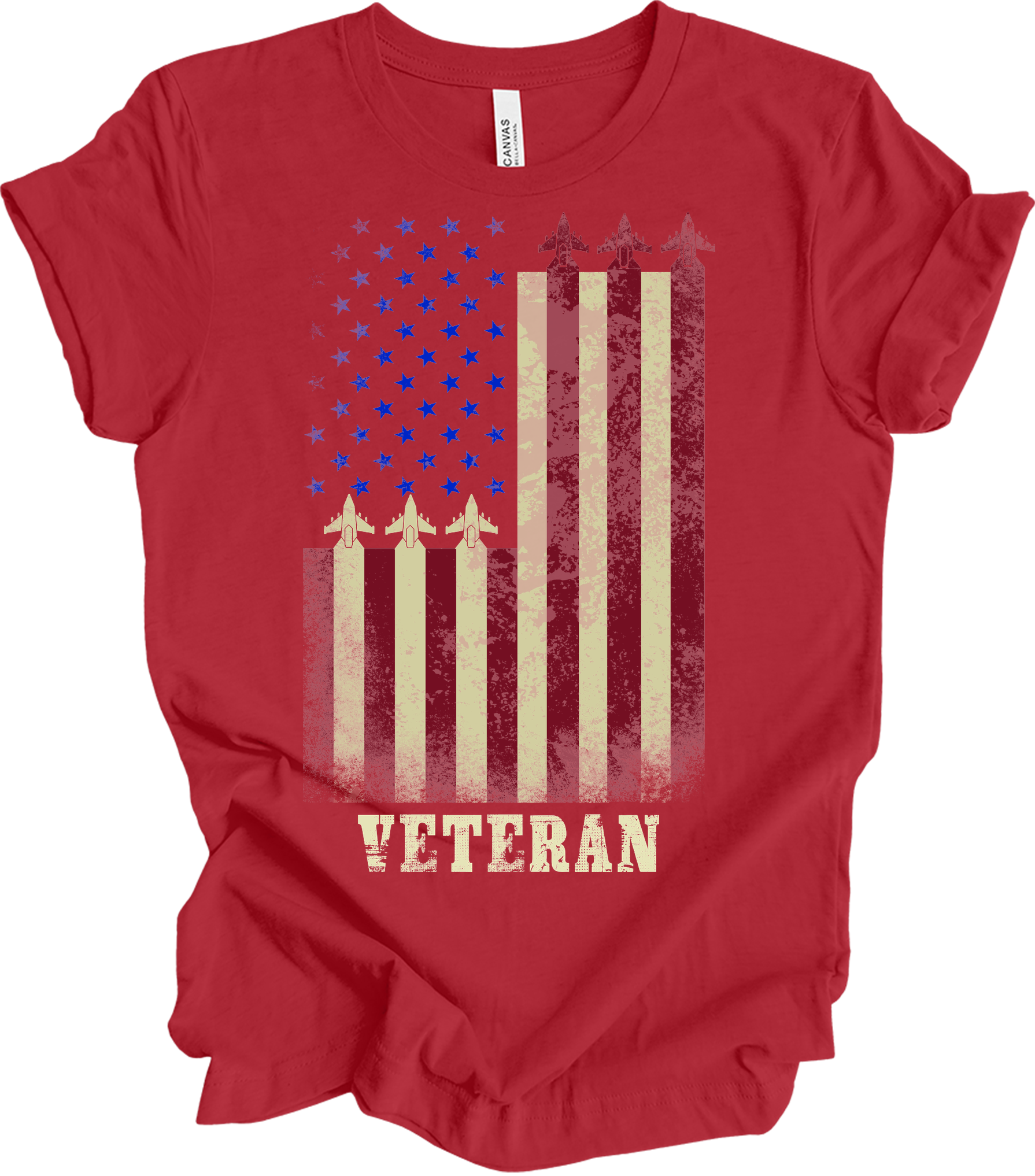 American Flag Veteran T-Shirt in Canvas Red