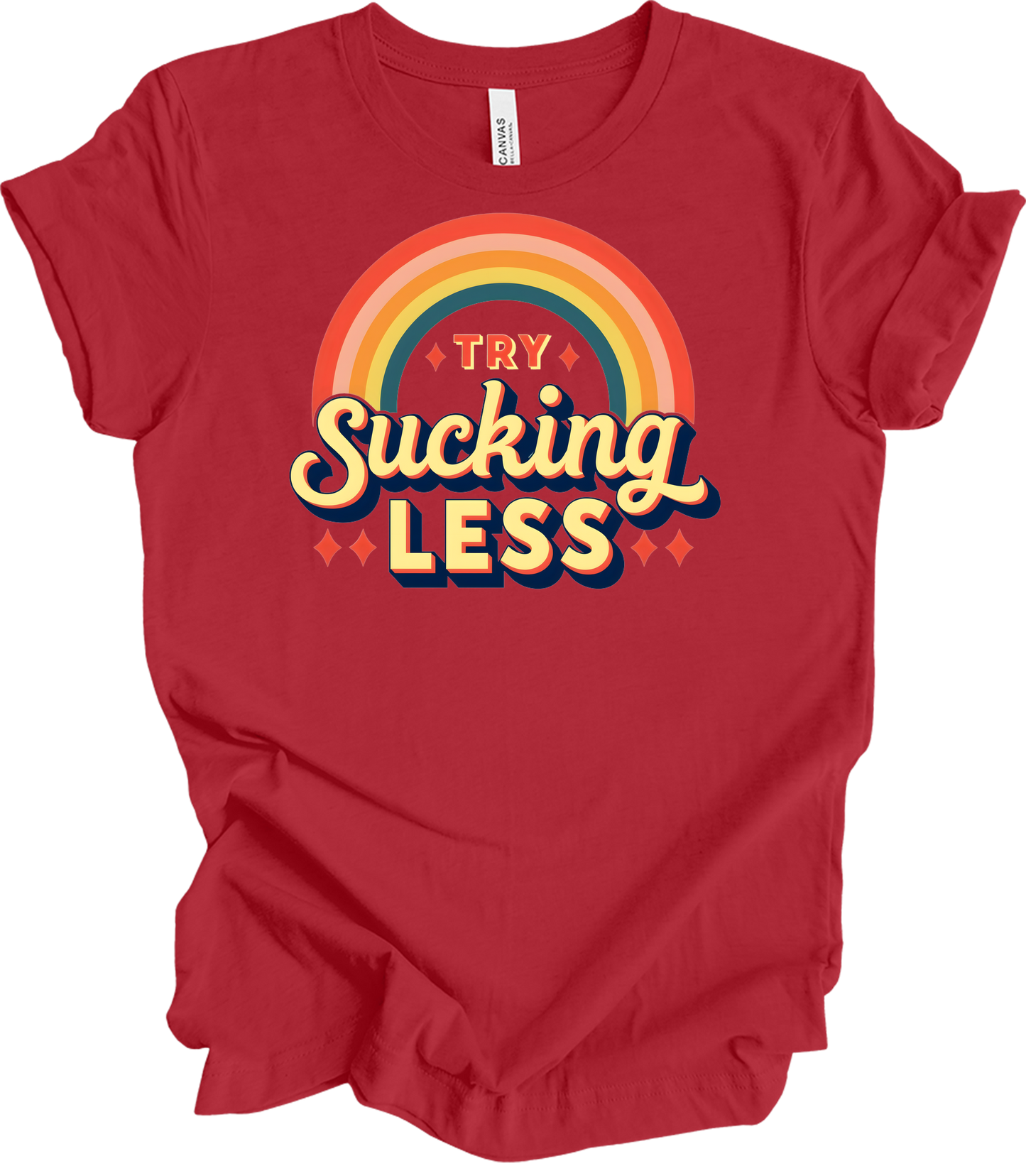 Try Sucking Less Retro T-Shirt in Canvas Red