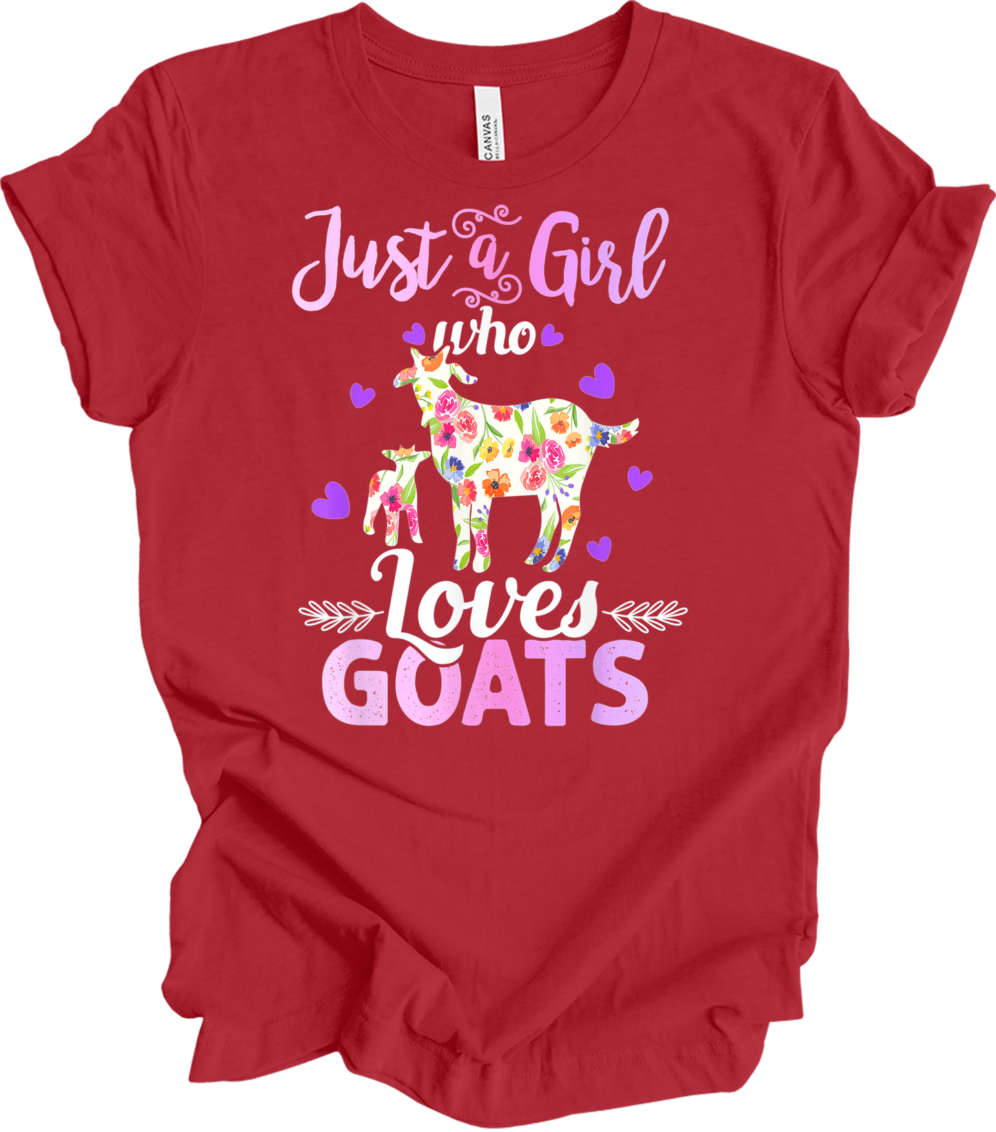 Just a Girl Who Loves Goats T-Shirt in Canvas Red