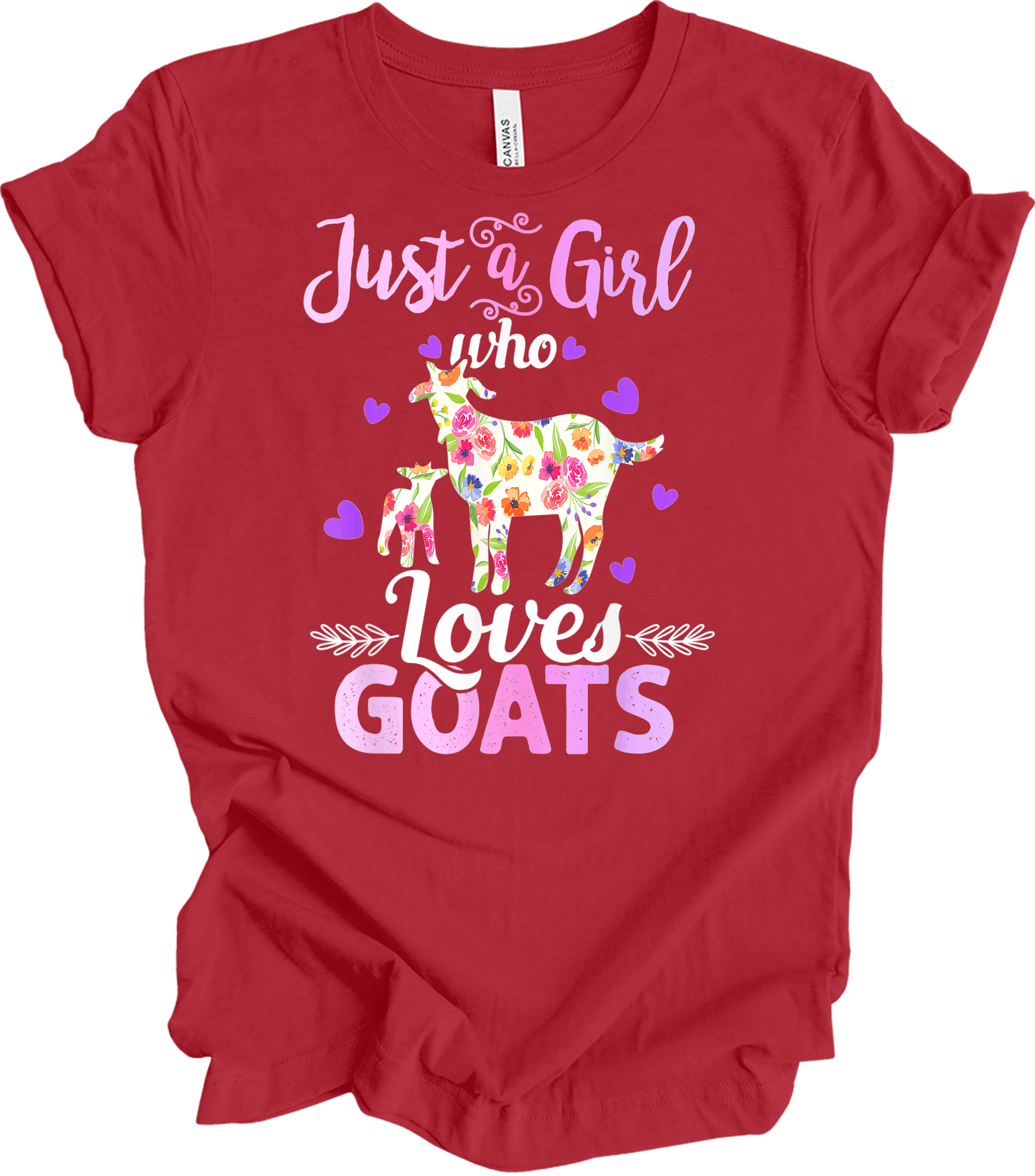 Just a Girl Who Loves Goats T-Shirt in Canvas Red