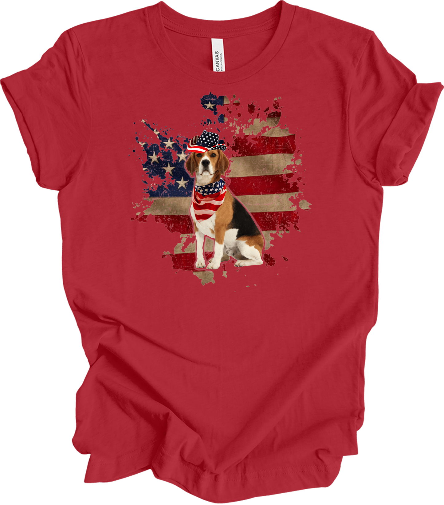 Beagle 4th of July T-Shirt in Canvas Red