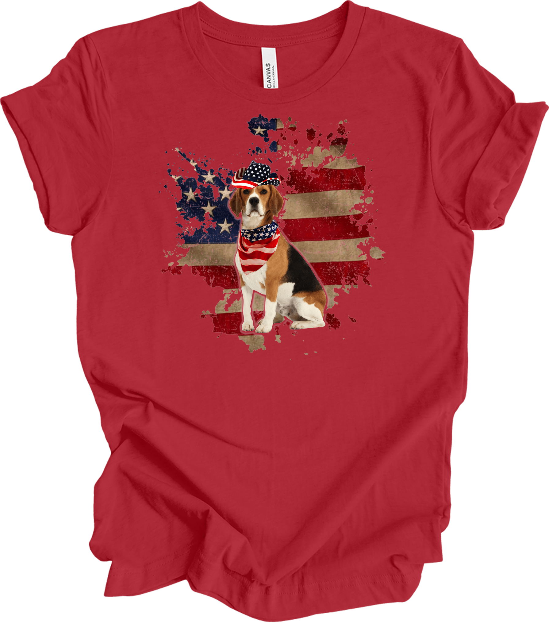 Beagle 4th of July T-Shirt in Canvas Red