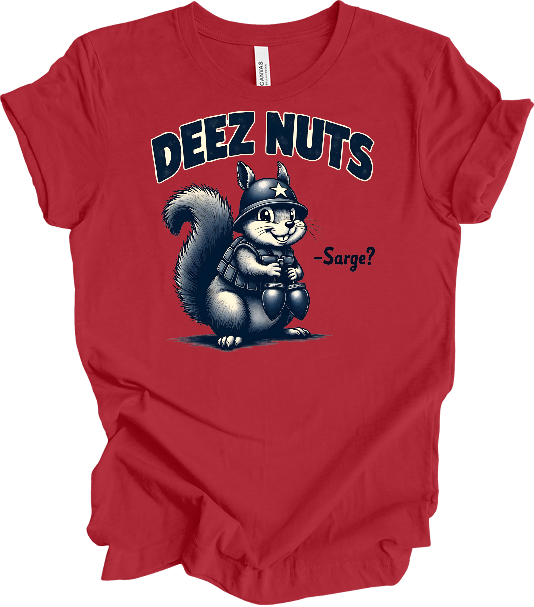 Funny 'Deez Nuts' Squirrel T-Shirt in Canvas Red