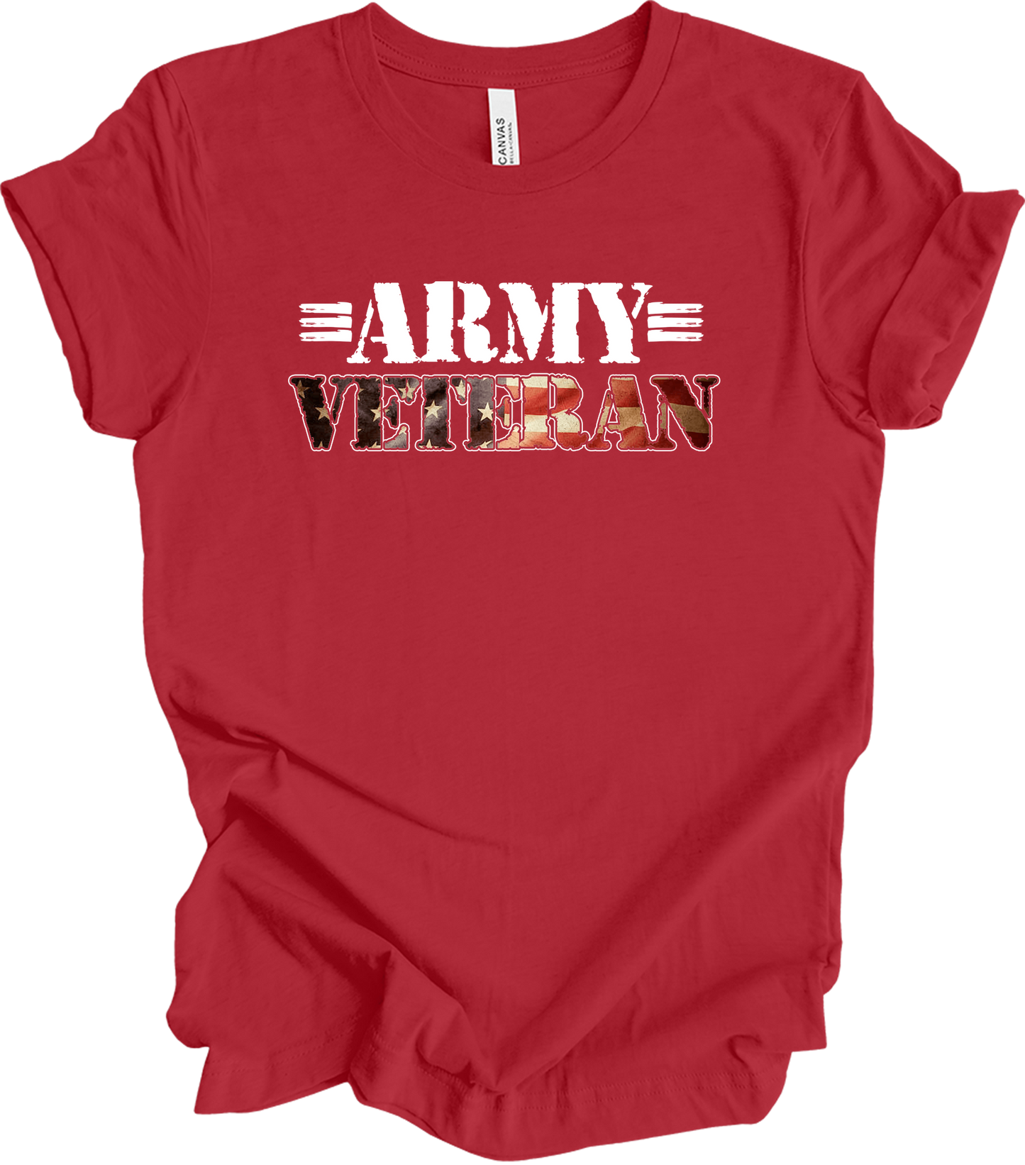 US Army Veteran Flag T-Shirt in Canvas Red