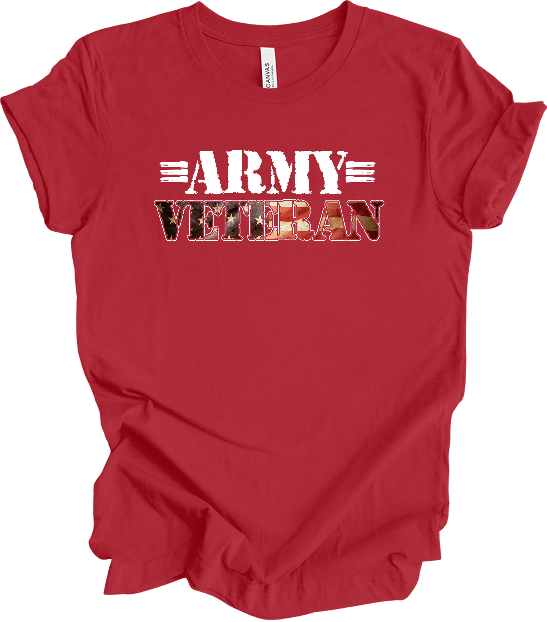 US Army Veteran Flag T-Shirt in Canvas Red