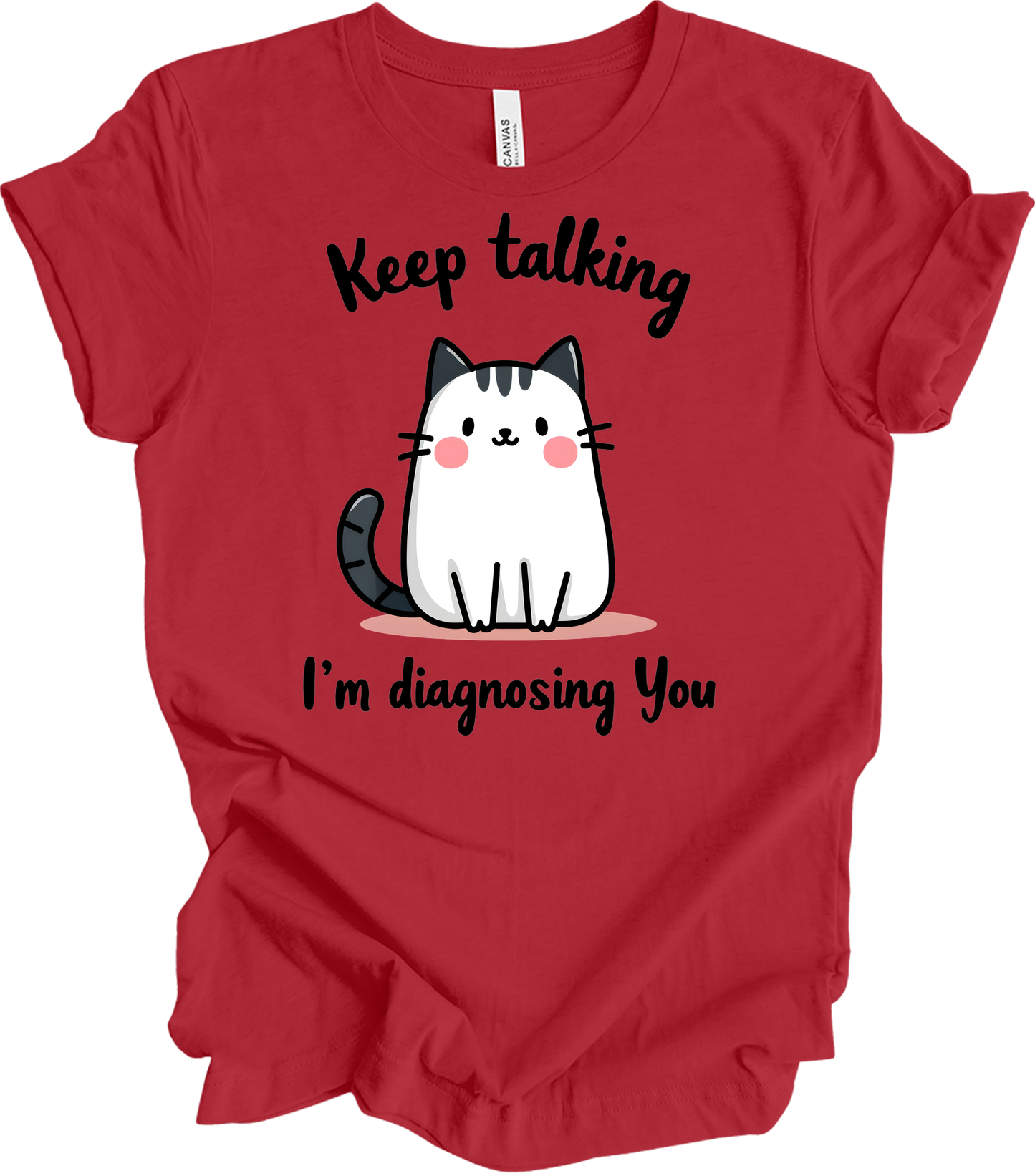 Kawaii Cat 'Keep Talking' T-Shirt in Canvas Red