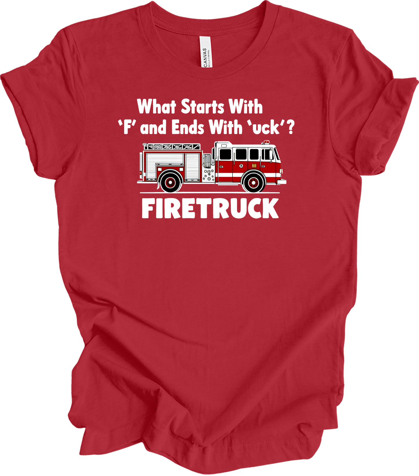 Funny Fire Truck T-Shirt in Canvas Red