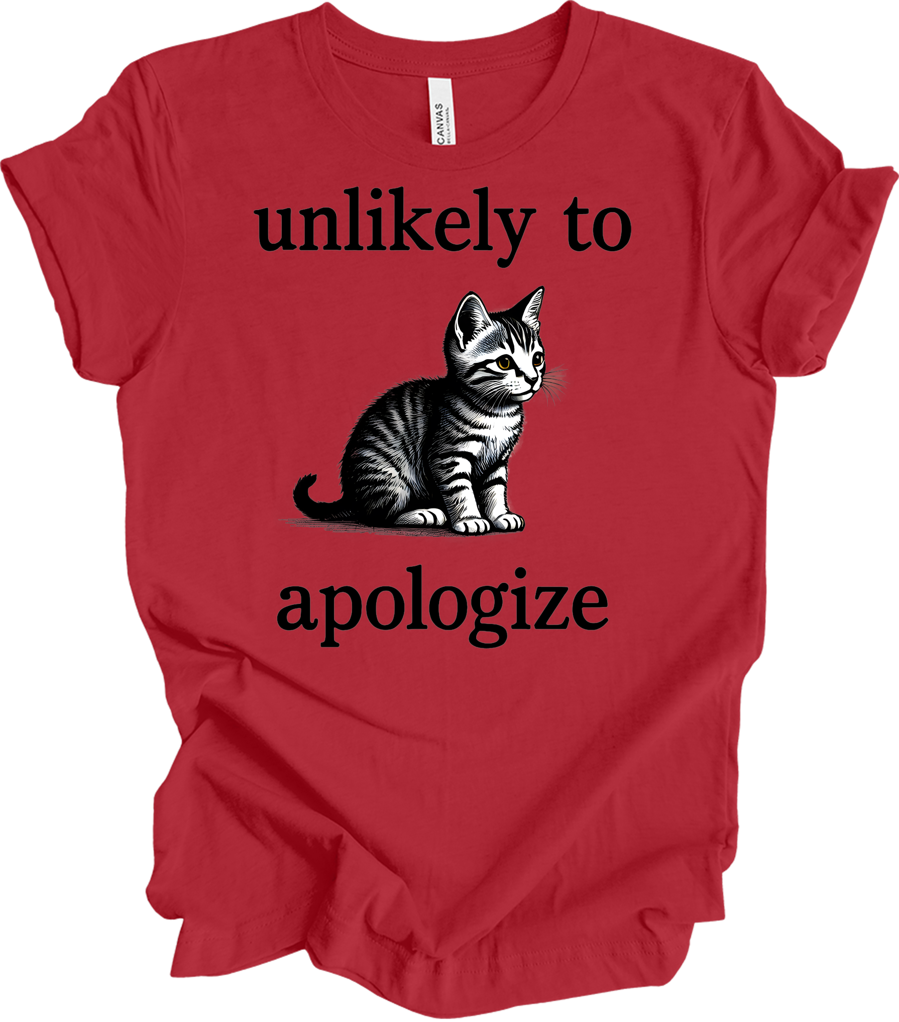 Cute Cat Lover's T-Shirt in Canvas Red