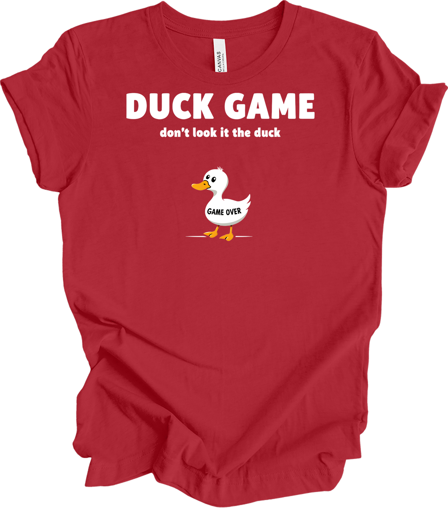 Duck Game Humor T-Shirt in Canvas Red