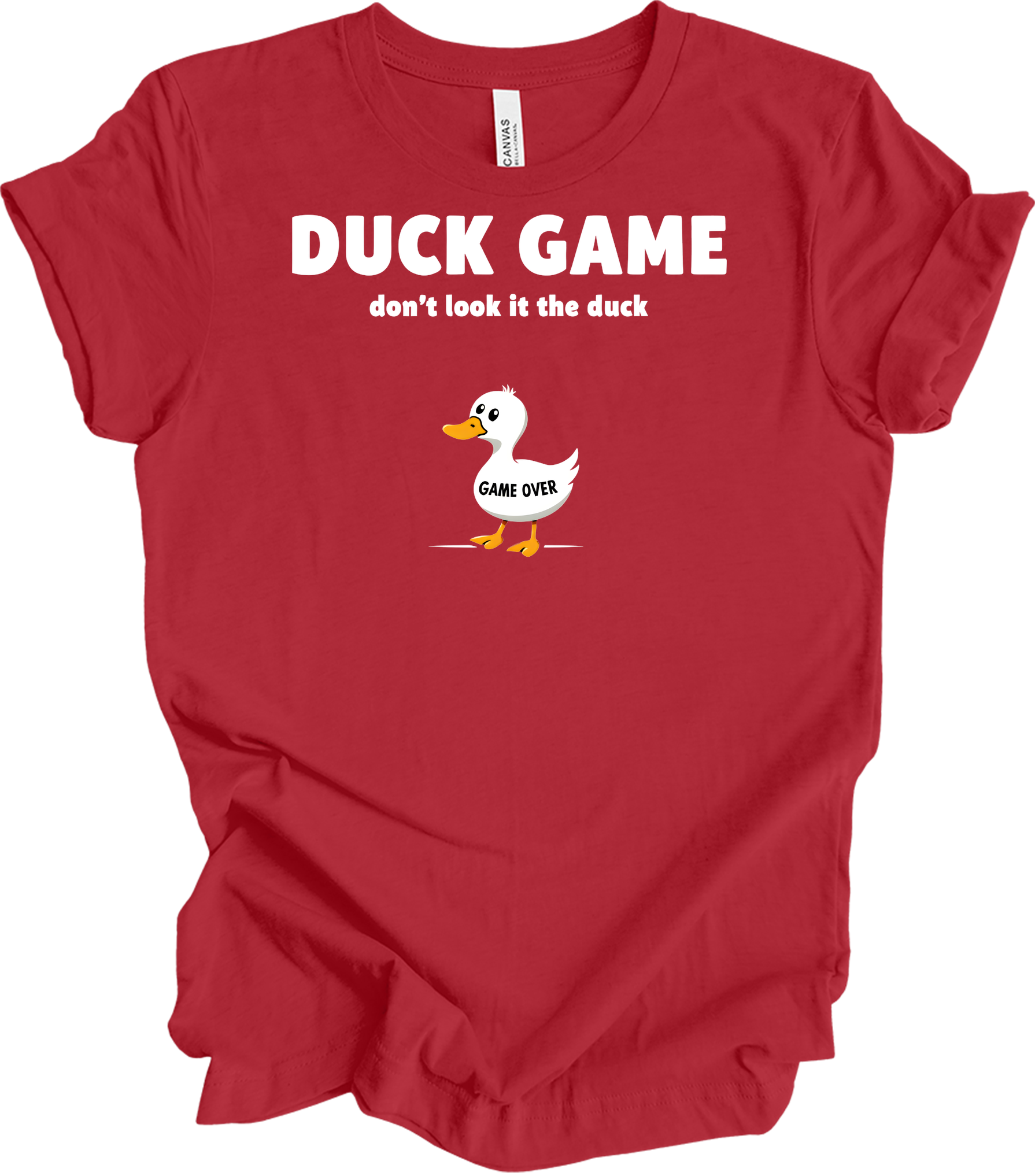 Duck Game Humor T-Shirt in Canvas Red