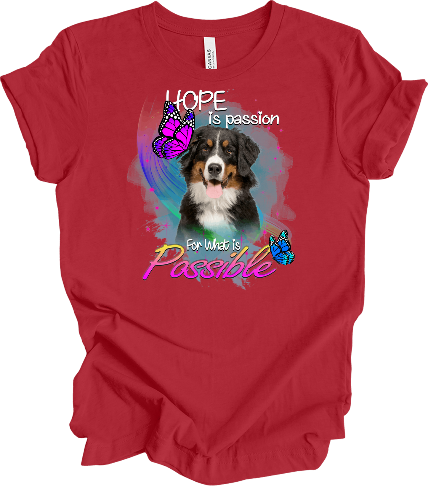 Bernese Mountain Dog Hope T-Shirt in Canvas Red