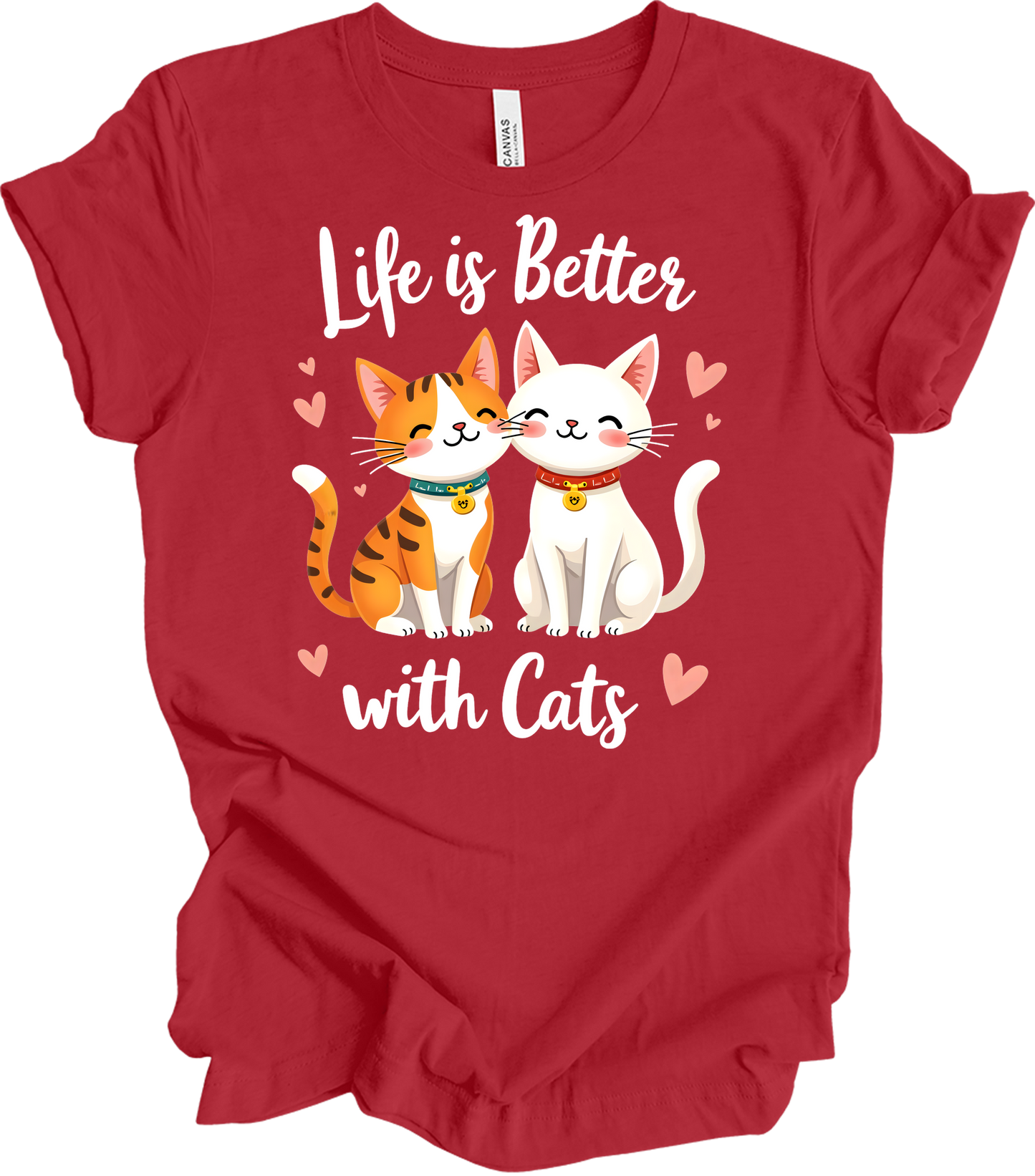 Life is Better with Cats T-Shirt in Canvas Red