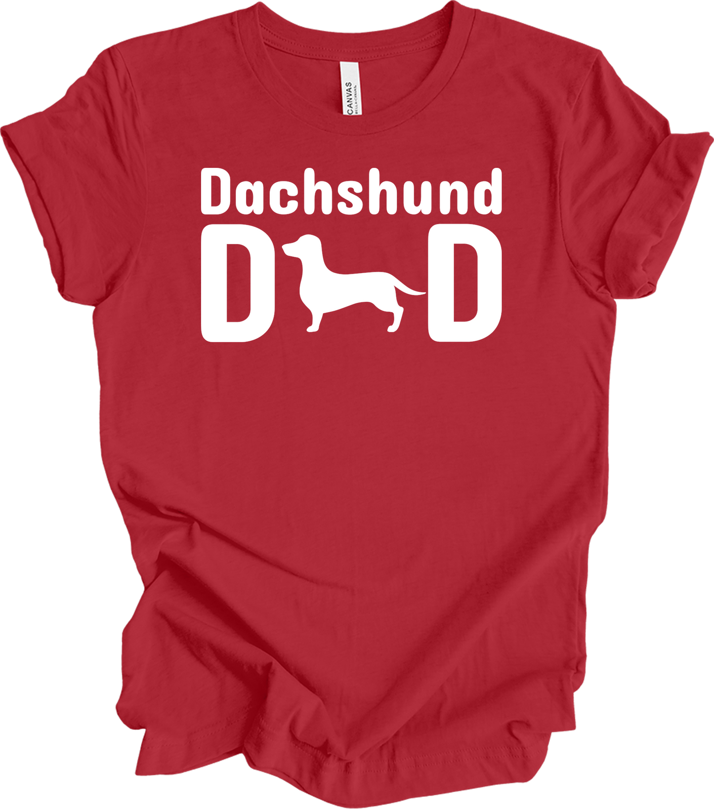 Dachshund Dad - Retro Vintage Wiener Dog T-Shirt in Canvas Red