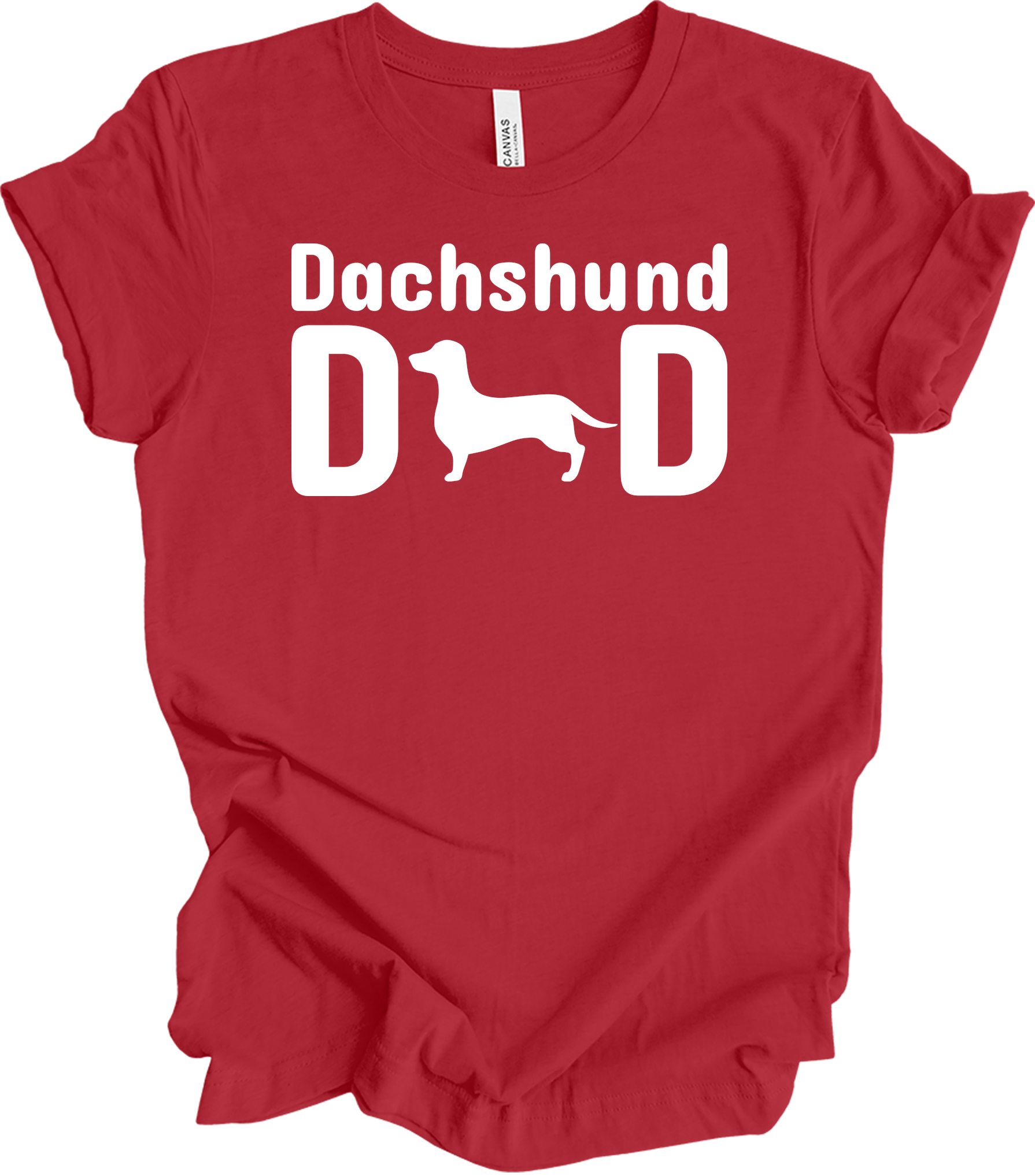 Dachshund Dad - Retro Vintage Wiener Dog T-Shirt in Canvas Red