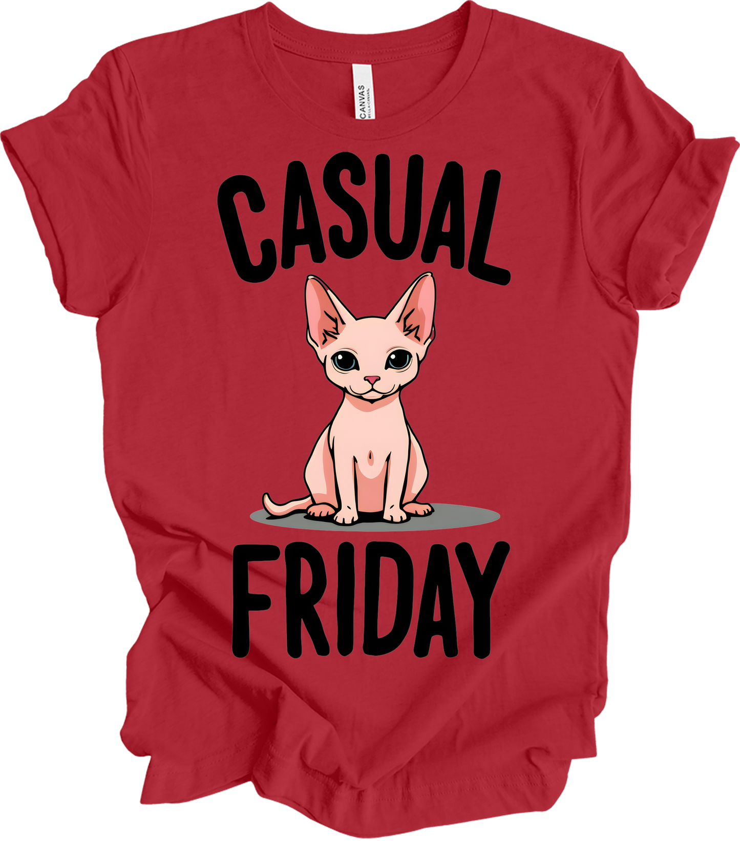 Casual Friday Hairless Cat T-Shirt in Canvas Red
